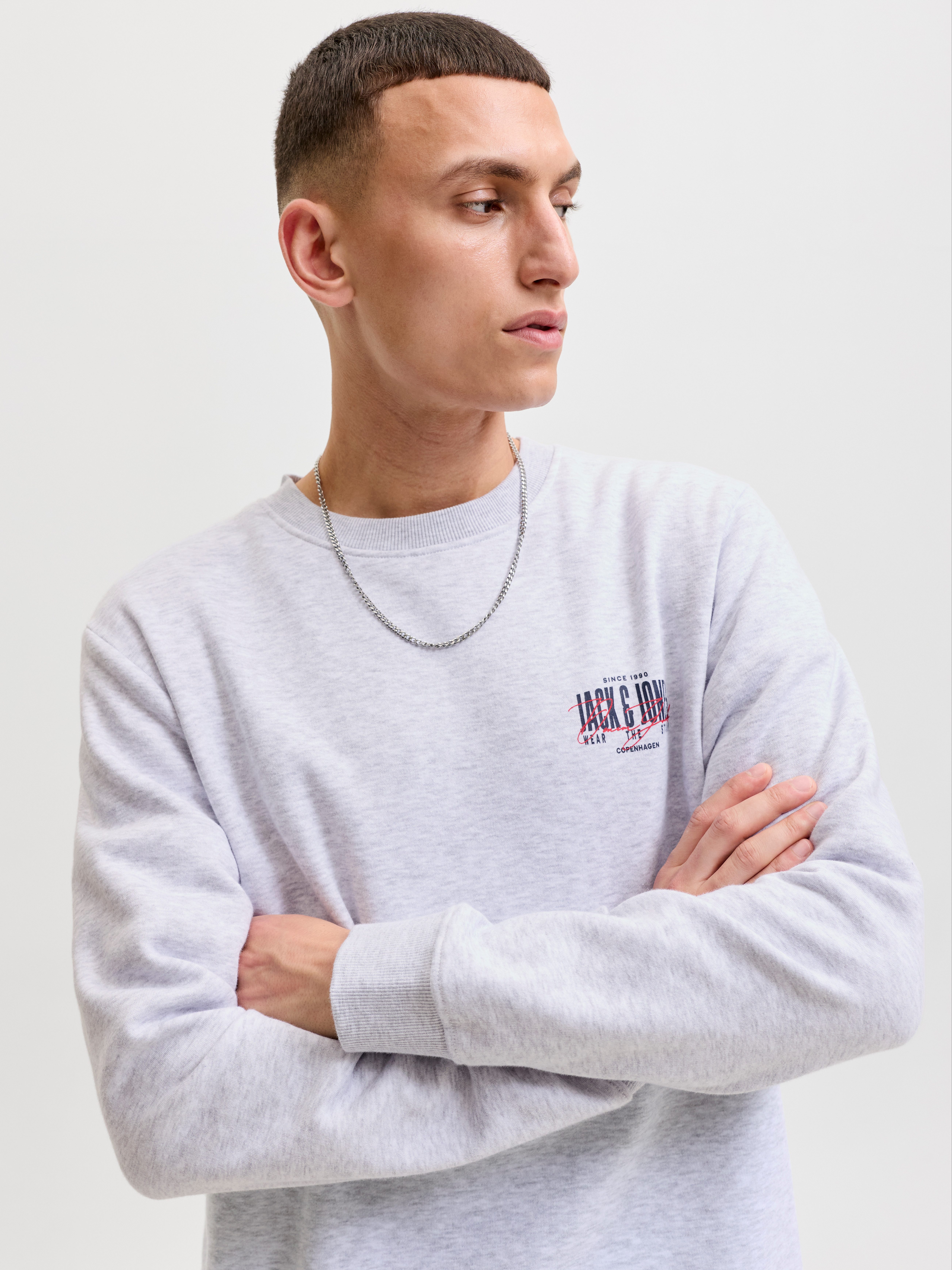 Jack & Jones Sweatshirt JJAERO SWEAT CREW NECK Materialmix, regular fit