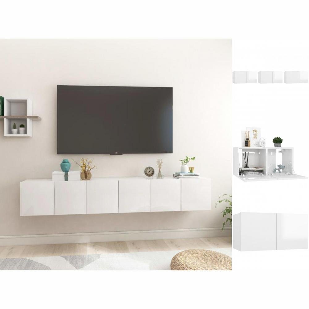 60x30x30 TV-Schrank 3 vidaXL Stk cm Hochglanz-Weiß TV-Hängeschränke