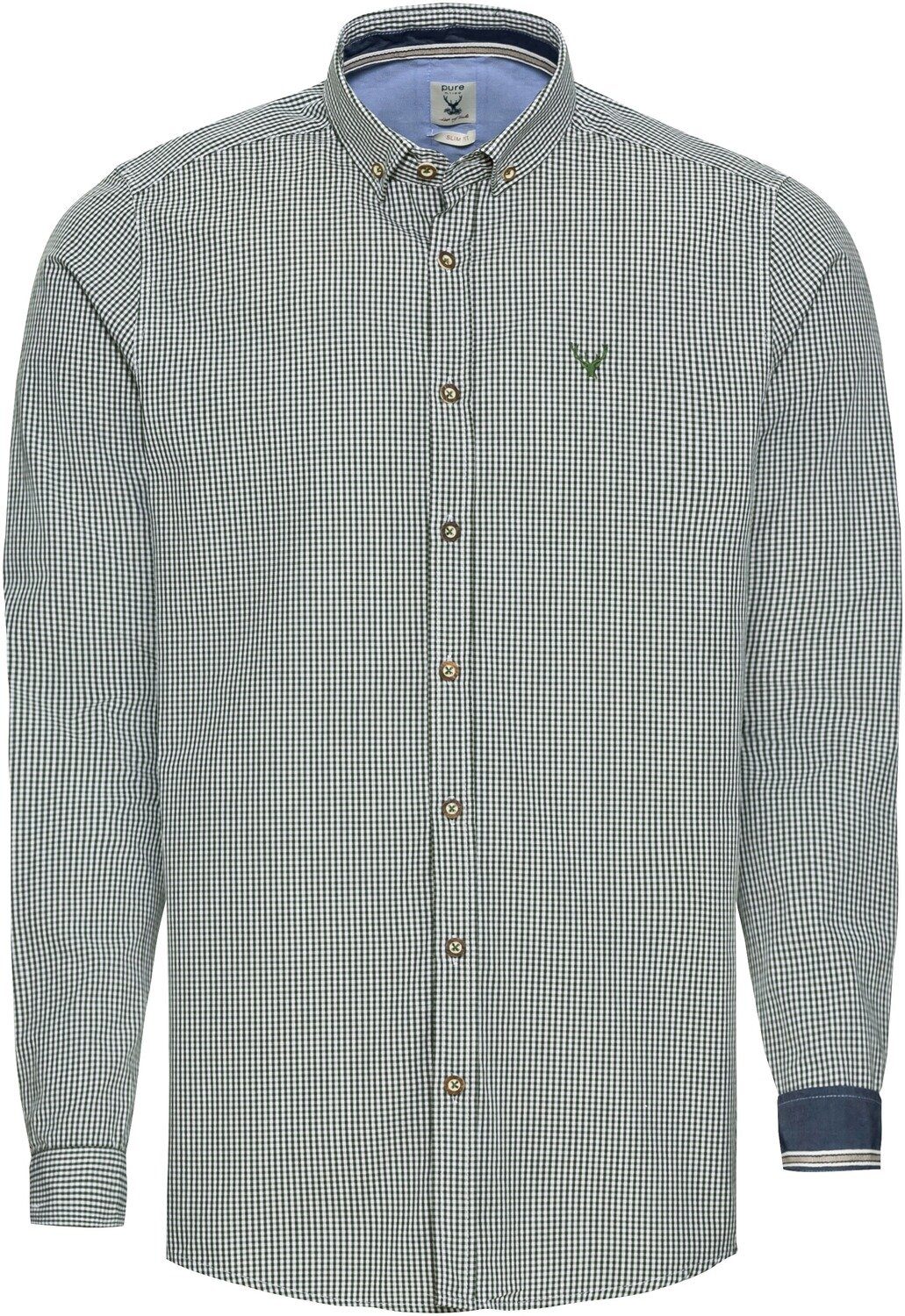 Grün Pure Fit Slim Karo-Hemd Trachtenhemd