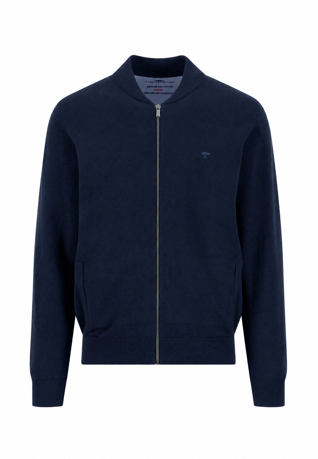 FYNCH-HATTON Kurzweste FYNCH-HATTON Strickjacke Herren Navy 100 % Baumwolle mit Reißverschlus