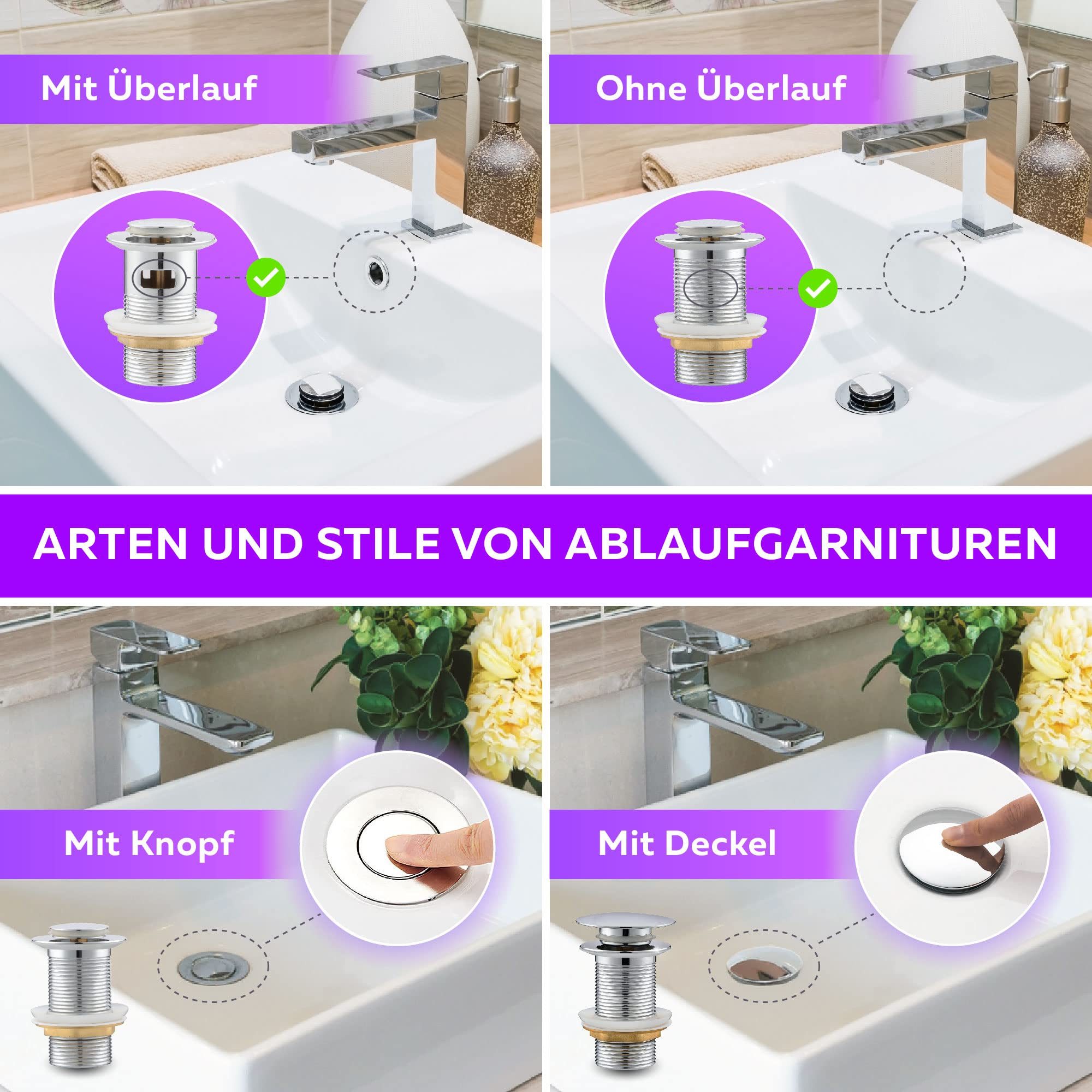 M. Rosenfeld Ablaufgarnitur Waschbecken 1/4 aus Edelstahl & Messing für Was günstig online kaufen