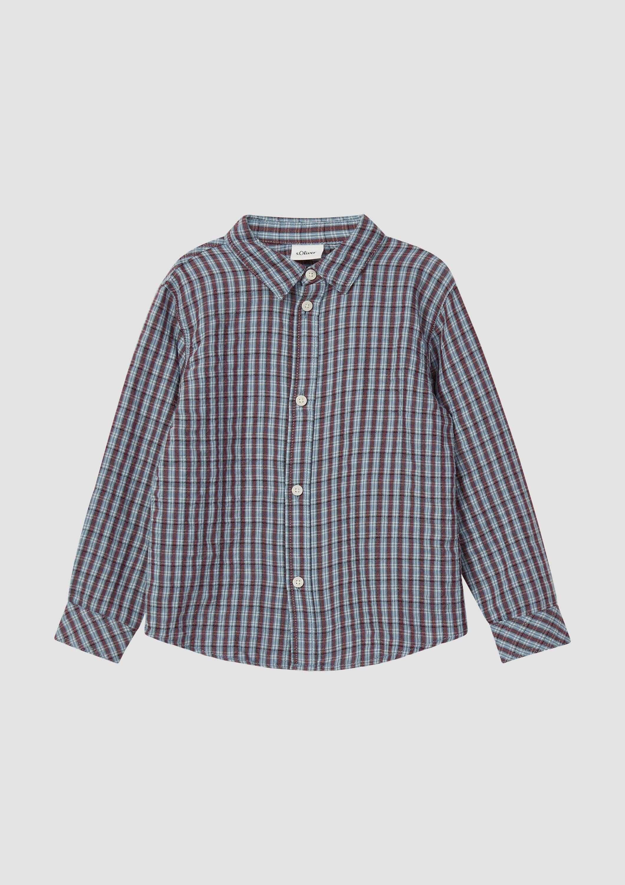 s.Oliver Langarmhemd Hemd Leichtes Baumwollhemd mit Struktur und All-over-Print