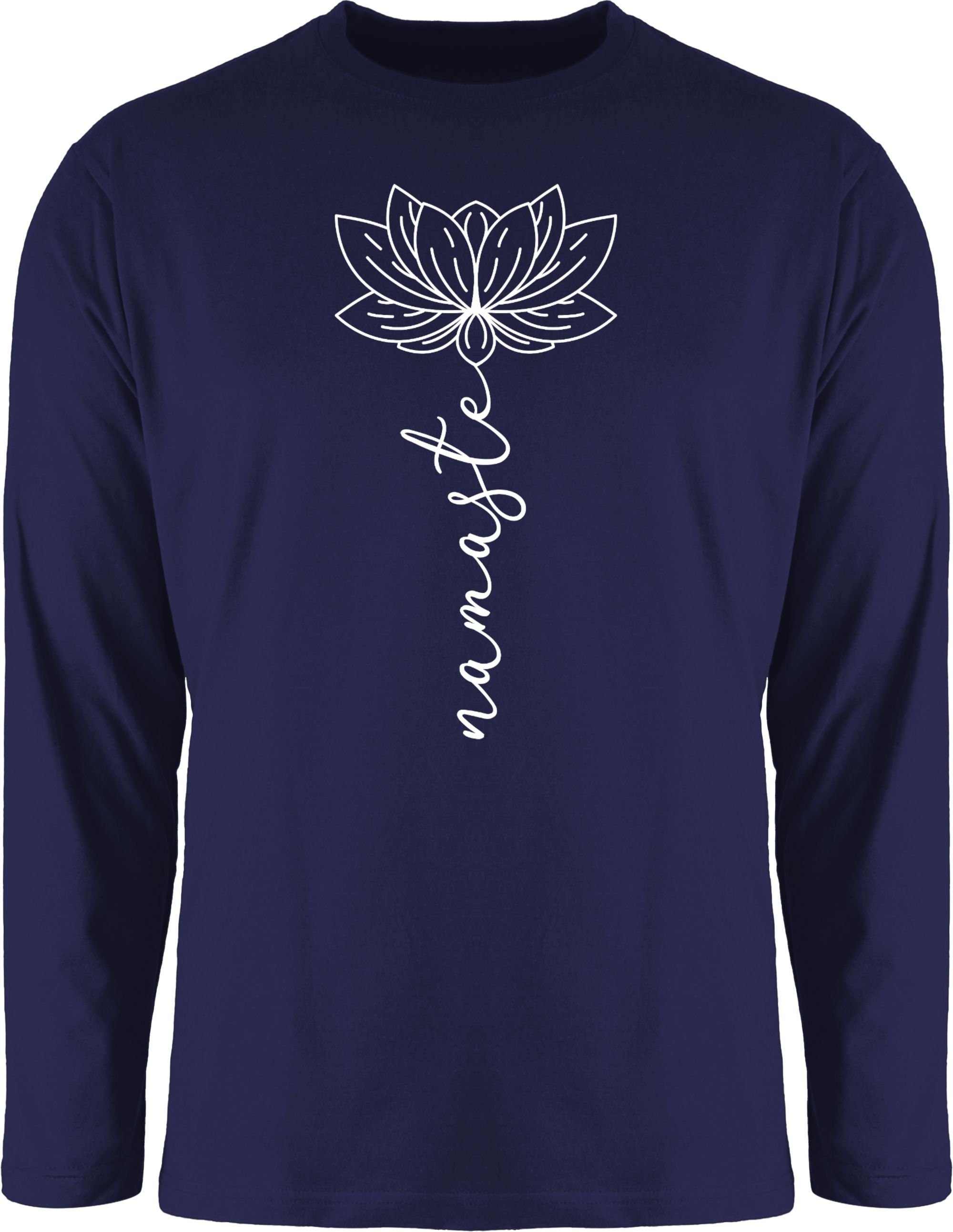 Lotusblüte Yoga 1 und Yoga Navy Rundhalsshirt Chakra Namaste Wellness Shirtracer Blau Geschenk