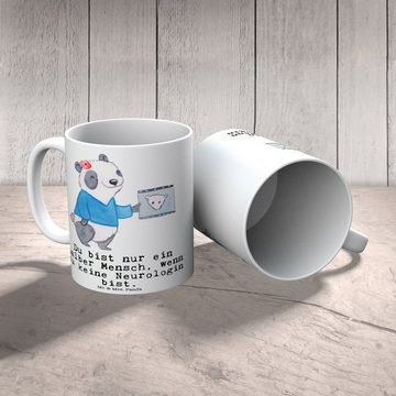 Mr. & Mrs. Panda Tasse Neurologin Herz - Weiß - Geschenk, Büro Tasse, Mediziner, Porzellanta, Keramik, Einzigartiges Botschaft