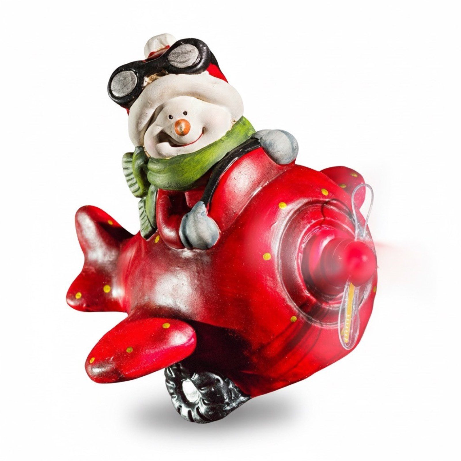 HAC24 Weihnachtsfigur Beleuchteter Deko-Schneemann im Flugzeug festliche De günstig online kaufen