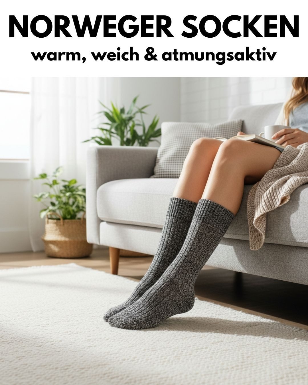 sockenkauf24 Norwegersocken 6 Paar warme Wintersocken Herren & Damen Wollsocken mit verstärkter Sohle in Schwarz Grau Anthrazit - 70301T