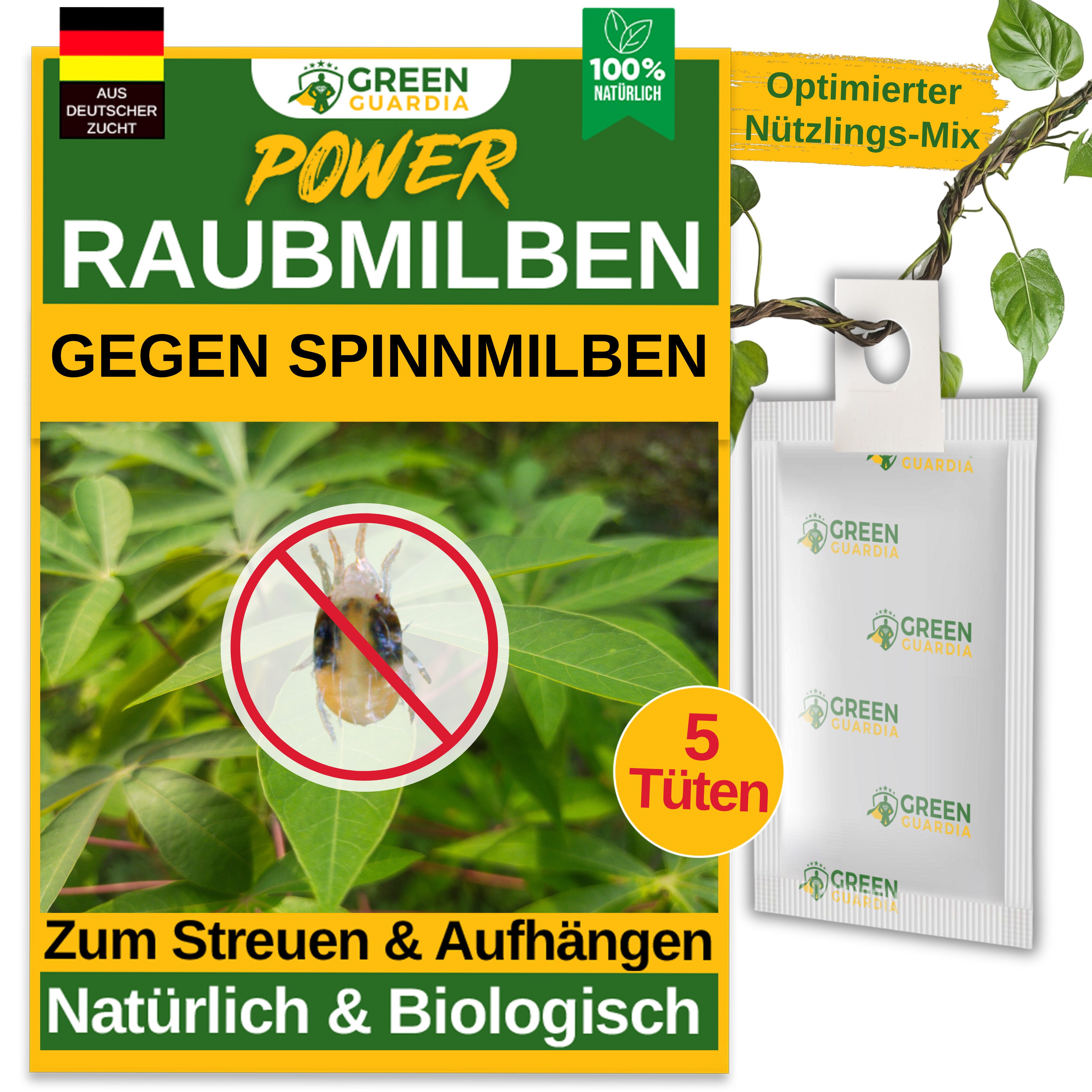 Insektenvernichter Raubmilben gegen Spinnmilben - 1 - 50 Tüten zum Aufhängen oder Streuen