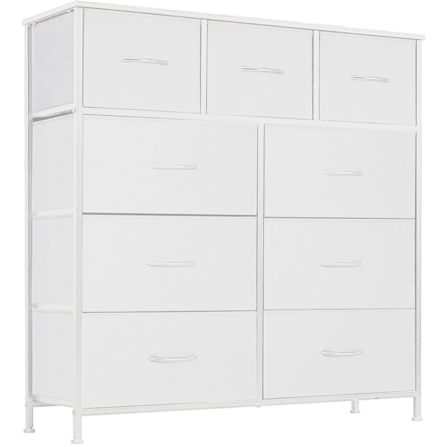 SURFOU Schubkastenkommode Kommode Stoff 9 Schubladen Sideboard Mehrzweckschrank (Schubladenschrank), für Schlafzimmer Wohnzimmer, Kinderzimmer, Flur, Aufbewahrungsschrank