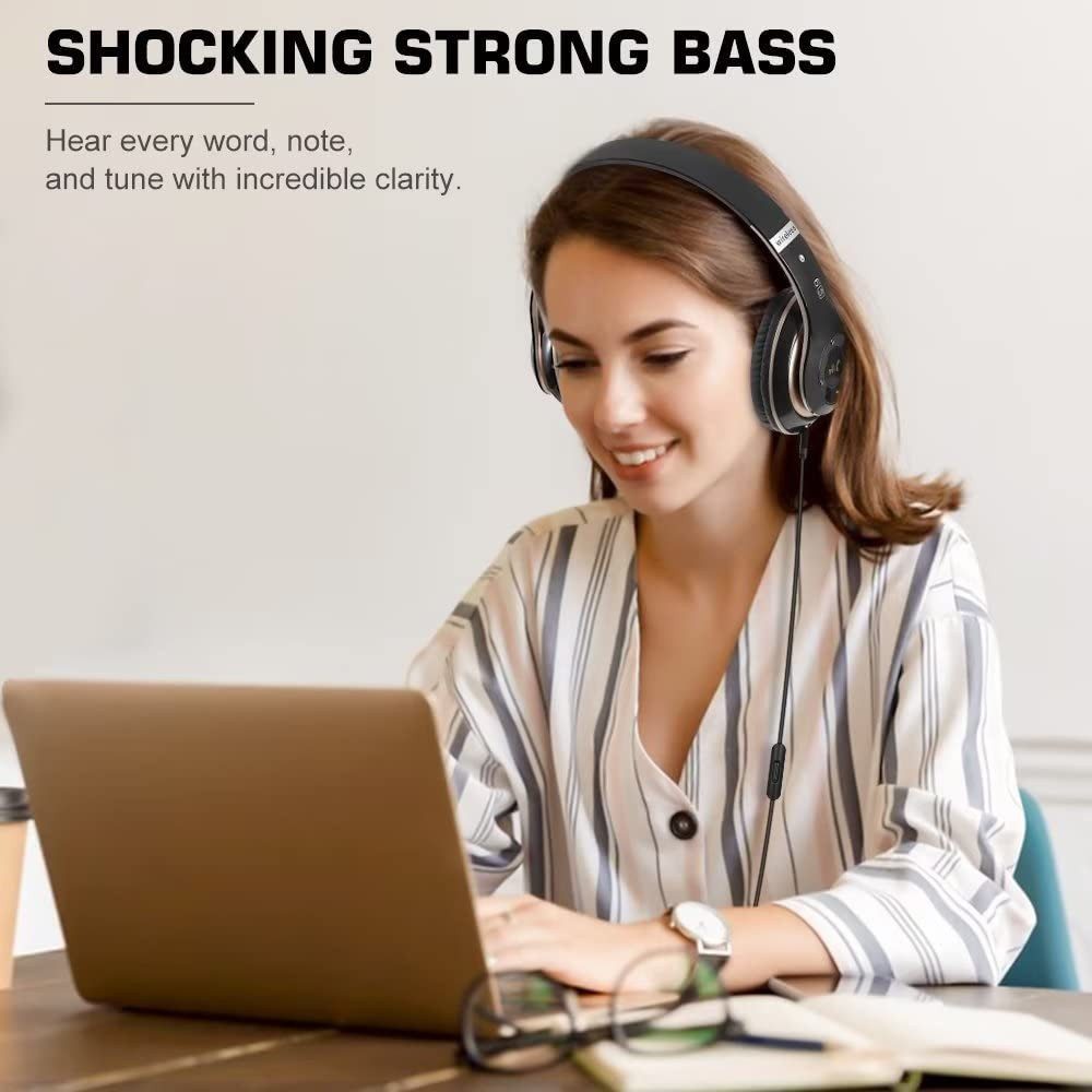 Ophy Over-Ear Bluetooth Kopfhörer (5.3) mit 6 EQ Modi – 40 Std Laufzeit Bluetooth-Kopfhörer (Hi-Fi-Stereo, HD-Mikrofon, FM, SD/TF – kabellos & kabelgebunden)