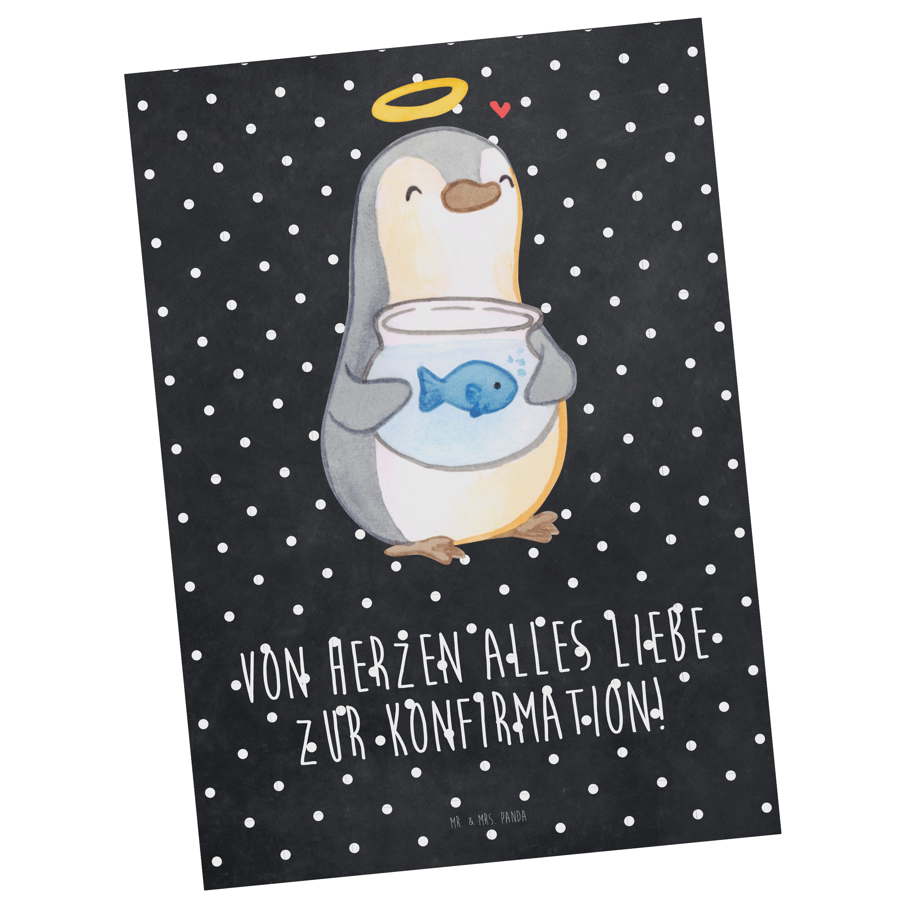 Mrs. Kommunion, Mr. Geschenk, - Pinguin Konfirmation Panda - & Gesch Kreidetafel Postkarte Fisch