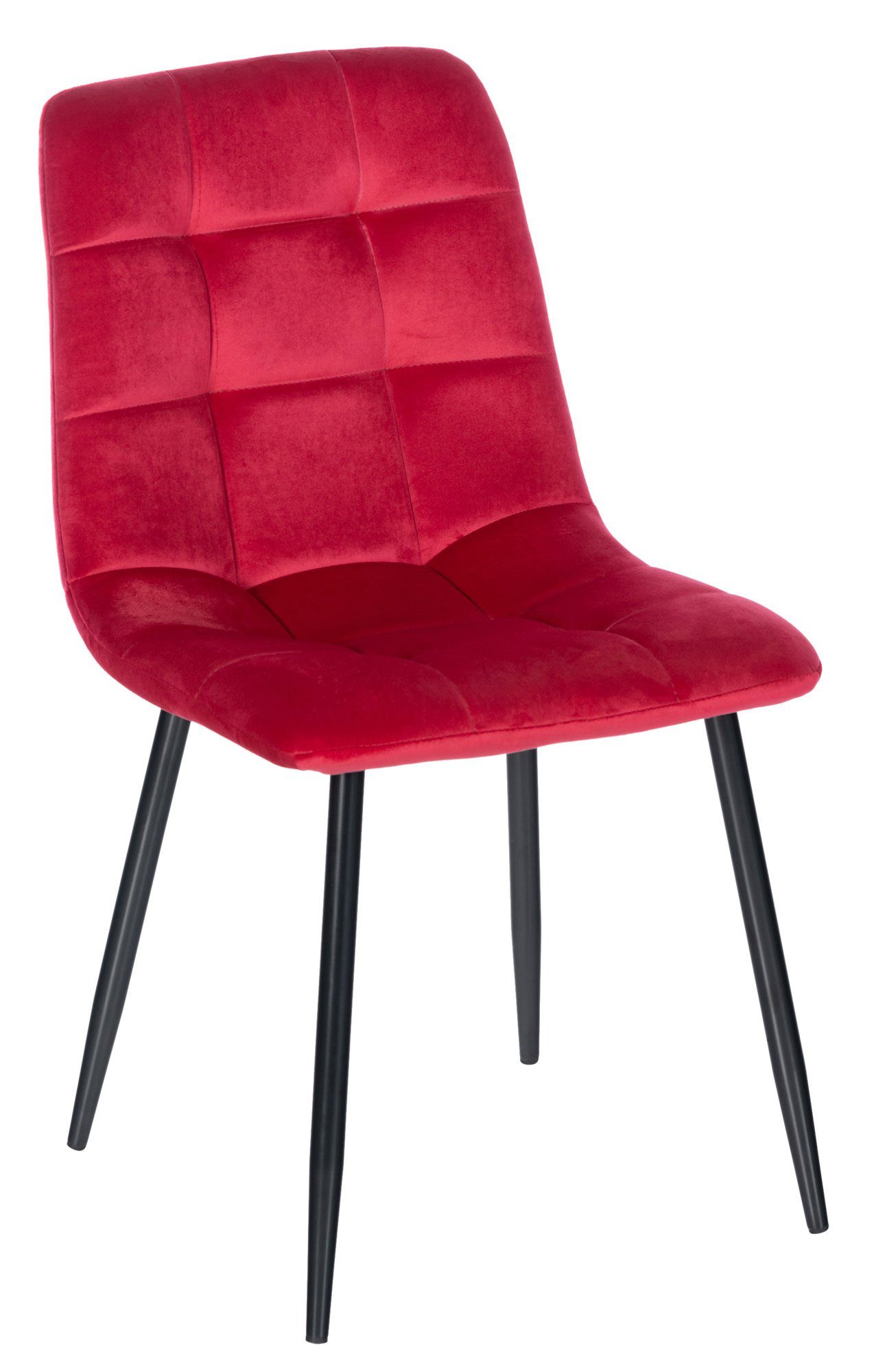 TPFLiving Esszimmerstuhl Atina mit hochwertig gepolsterter Sitzfläche - Konferenzstuhl (Küchenstuhl - Wohnzimmerstuhl), Gestell: Metall schwarz - Sitzfläche: Samt rot