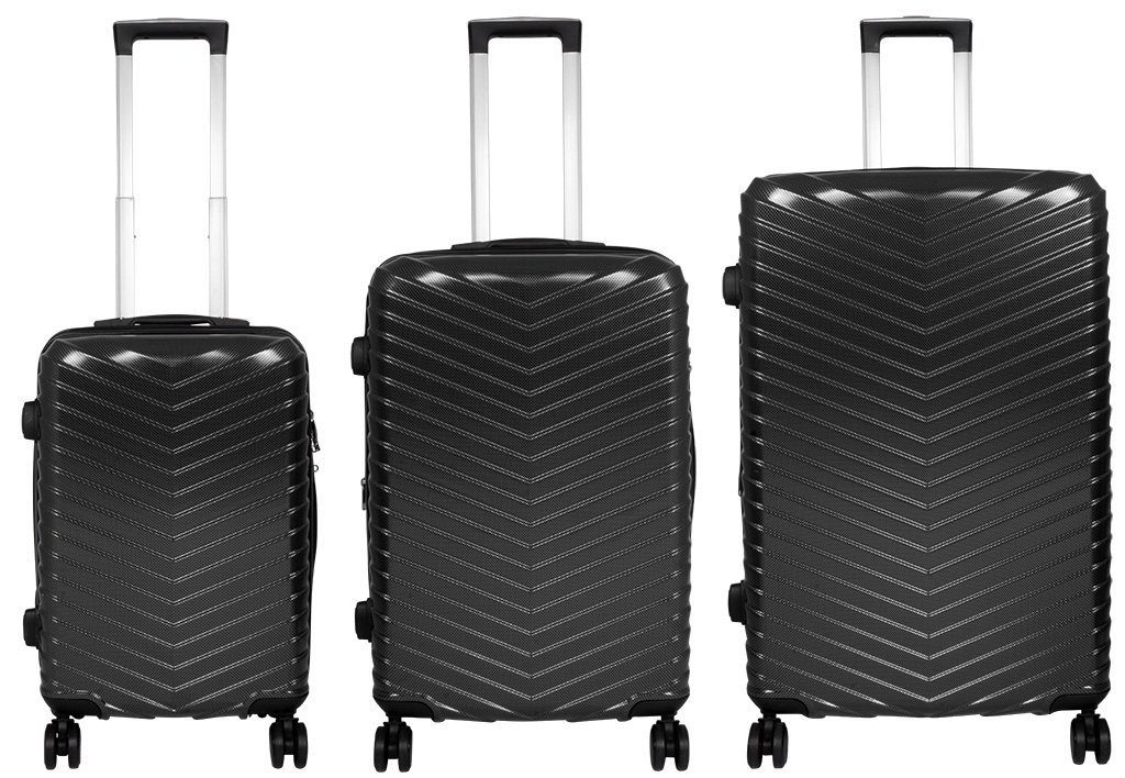Koffer Farben, Polycarbonat, Trendyshop365 5 Carbon-Look, Meran, TSA-Schloss, (Hartschale, 3 schwarz Zwillingsrollen tlg), Set Trolleyset Rollen, 4
