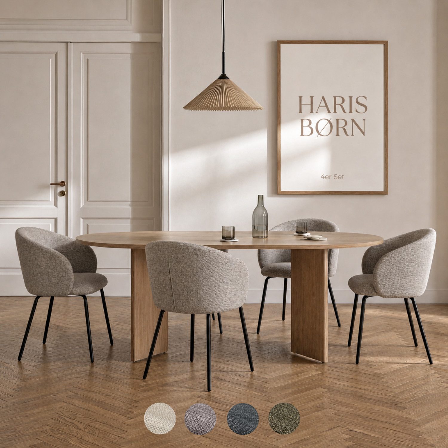 Haris Børn Esszimmerstuhl NØR (versch. Farben) - Bequeme Polster Esszimmerstühle mit Armlehne (Set, 4 St), Premium Esstisch Stühle & Wohnzimmerstühle - Moderne Stühle Esszimmer