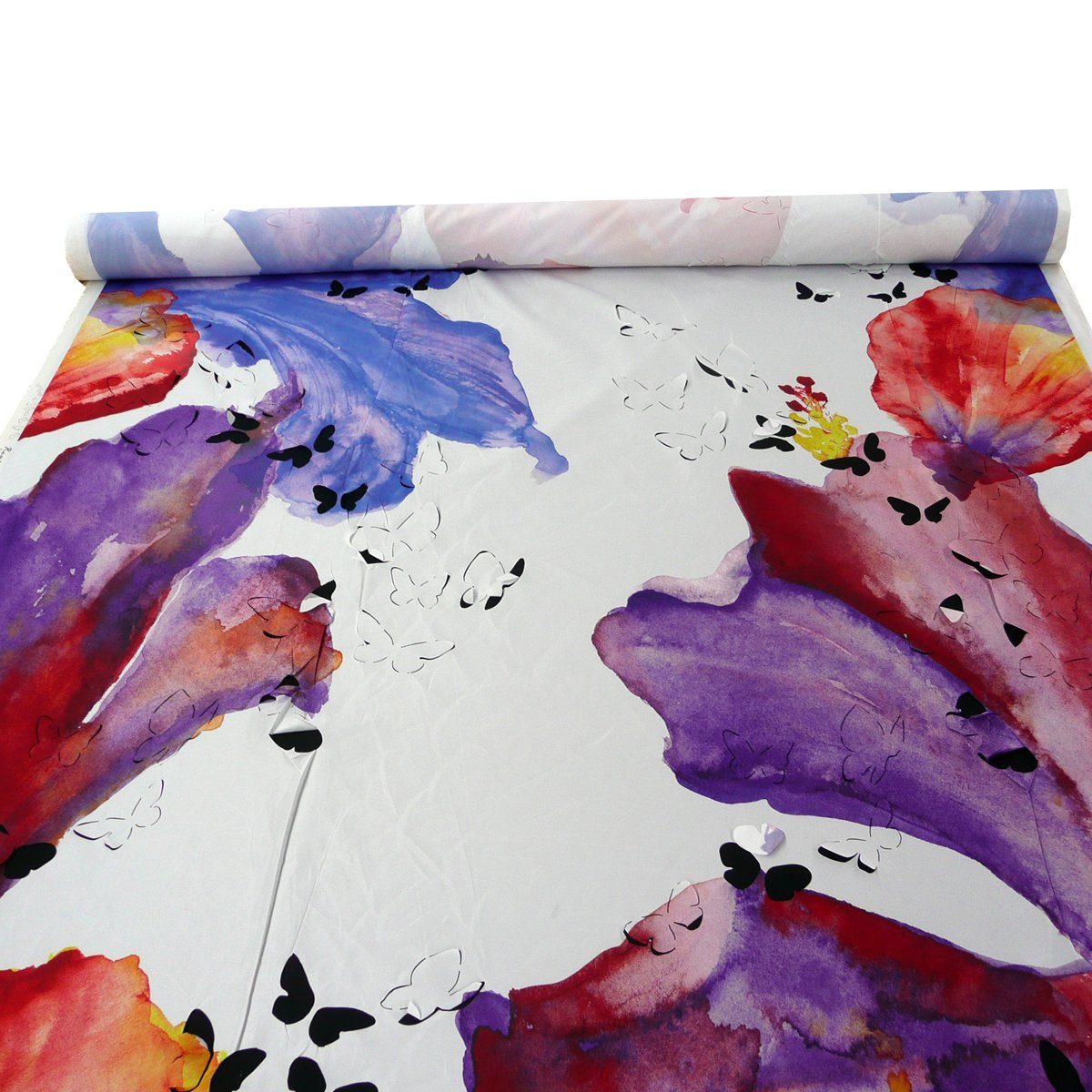 Rasch TEXTIL Stoff Gardinenstoff Cut-Out-Stoff Schmetterlinge H:3m, überbreit