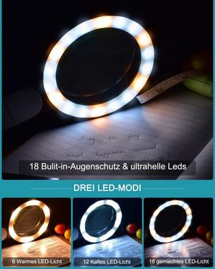 GelldG Handlupe Lupe mit Licht, 30-Fache Leselupe 18 LED, 3 Modi Handlupe
