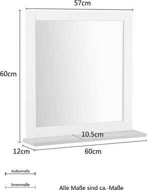 welltime Badmöbel-Set Amrum Badschrank, Hochschrank Komplettset, (Komplett-Set, 4-St., 4 teilig), Badezimmer Möbel Set, Waschbeckenunterschrank, Spiegel