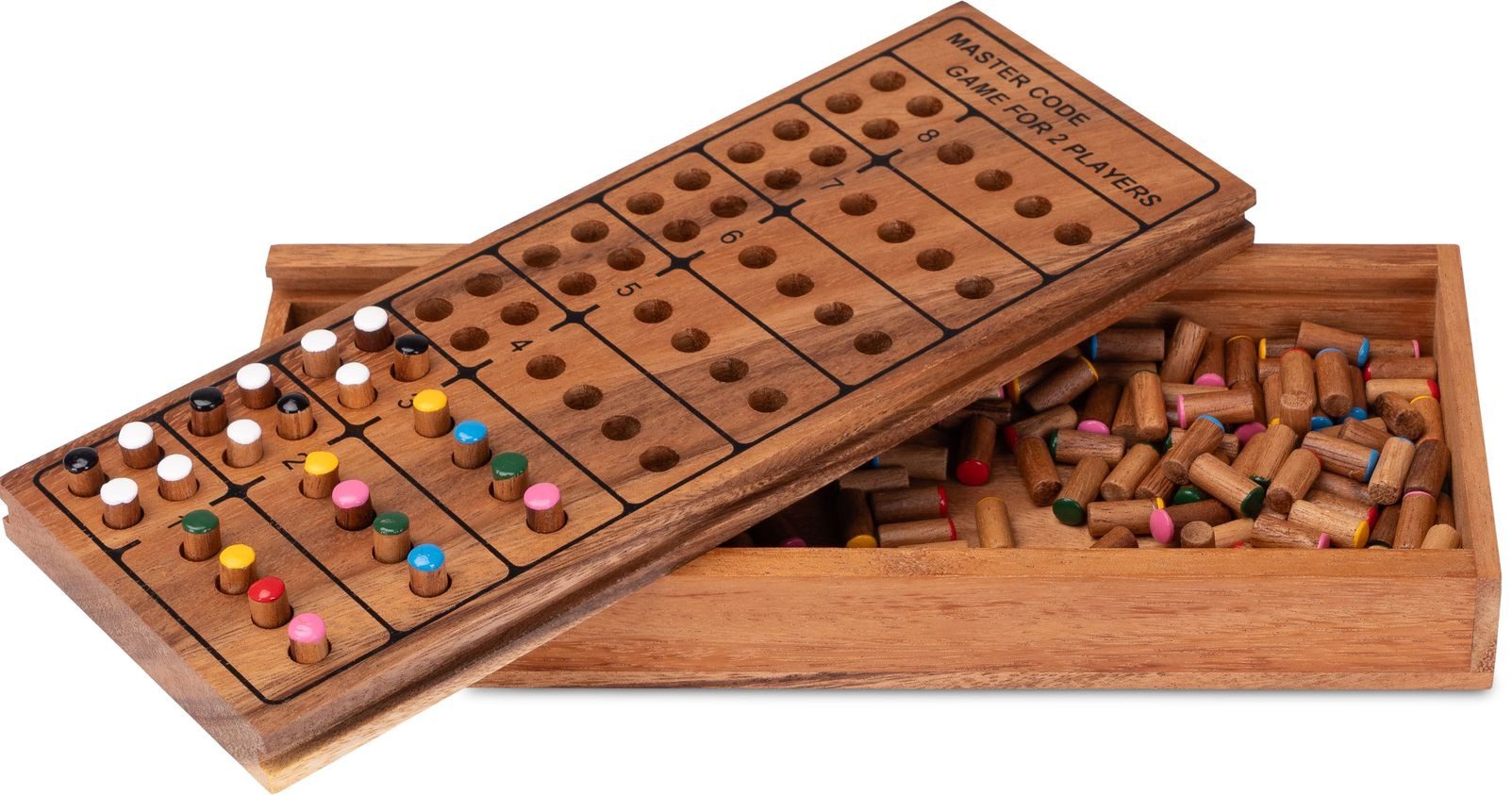LOGOPLAY Spiel Code Finder mit 8 Reihen, Gesellschaftsspiel, Code Finder für 2 Spieler Spielfeld 21 x 12 cm 4 Farben mit 8