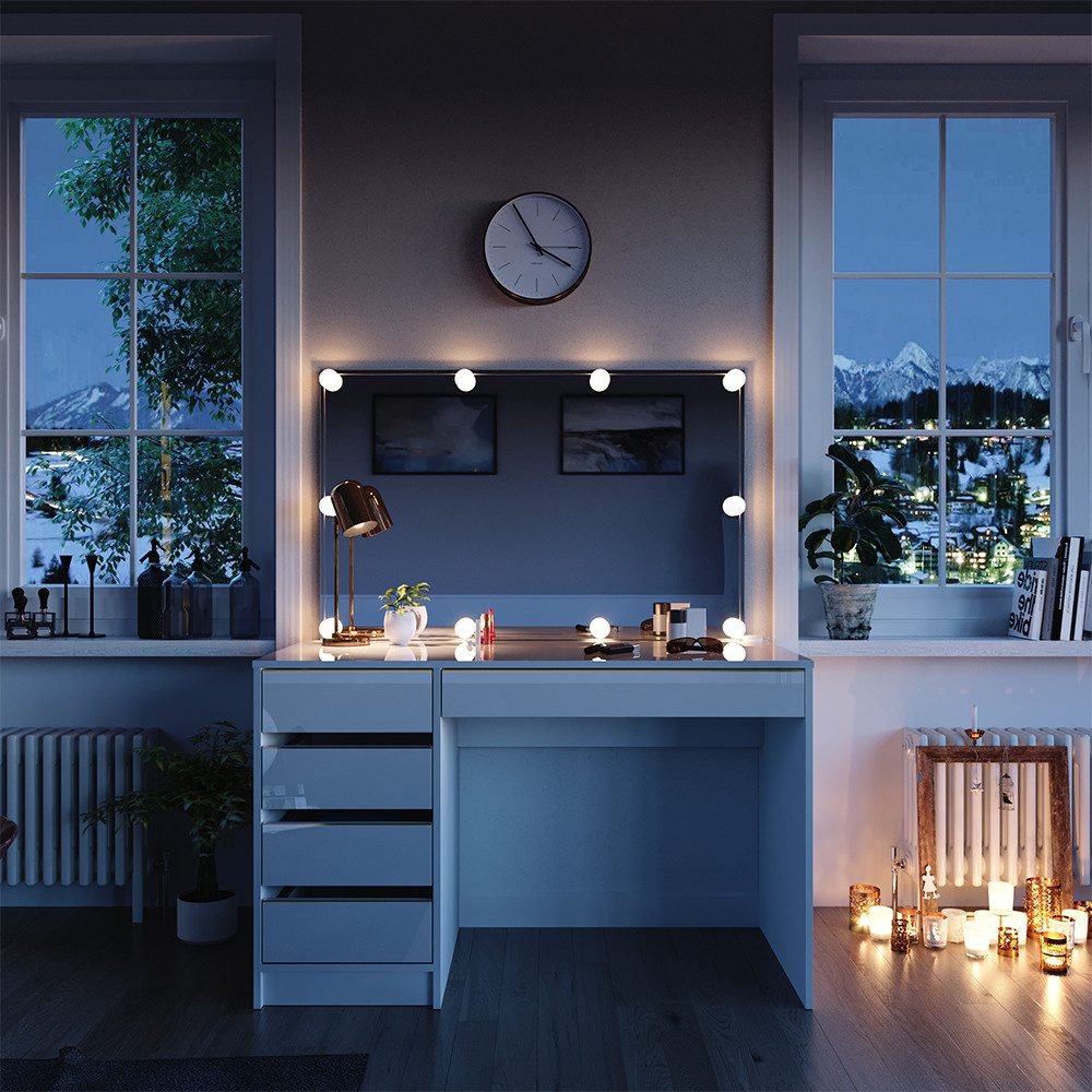 Vicco Schminktisch Sherry, Weiß, 120 cm mit LED Beleuchtung günstig online kaufen