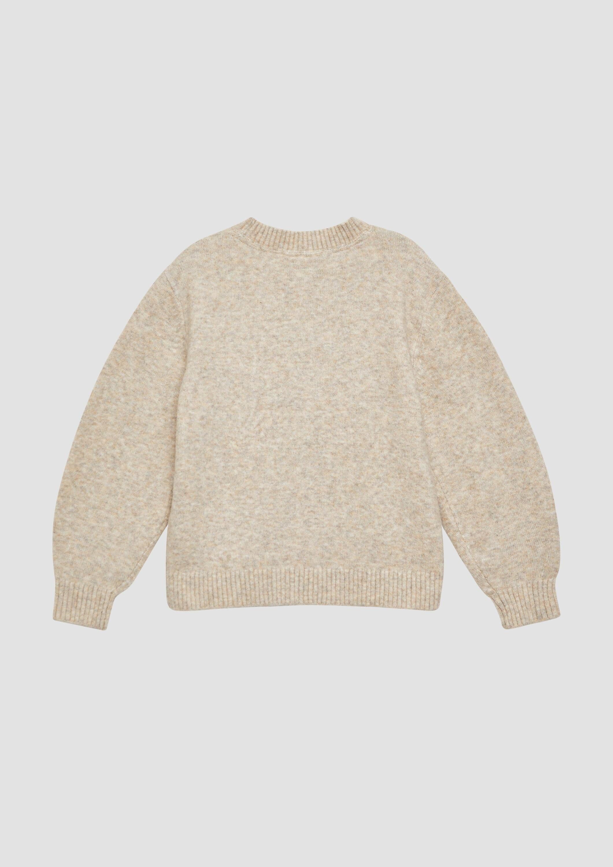 s.Oliver Longpullover Strickpullover Kuscheliger Loose-Fit-Strickpullover mit Katzen-Artwork