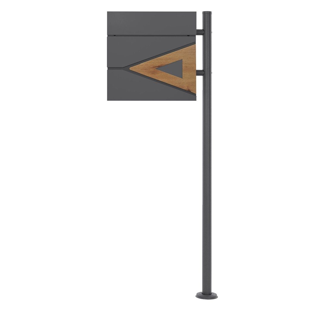 ML-DESIGN Standbriefkasten Wandbriefkasten Briefkasten Postkasten mit Zeitungsfach inkl. Standfuß, Briefkastenanlage mit Standfuß Anthrazit 120 cm Mailbox mit Pfosten