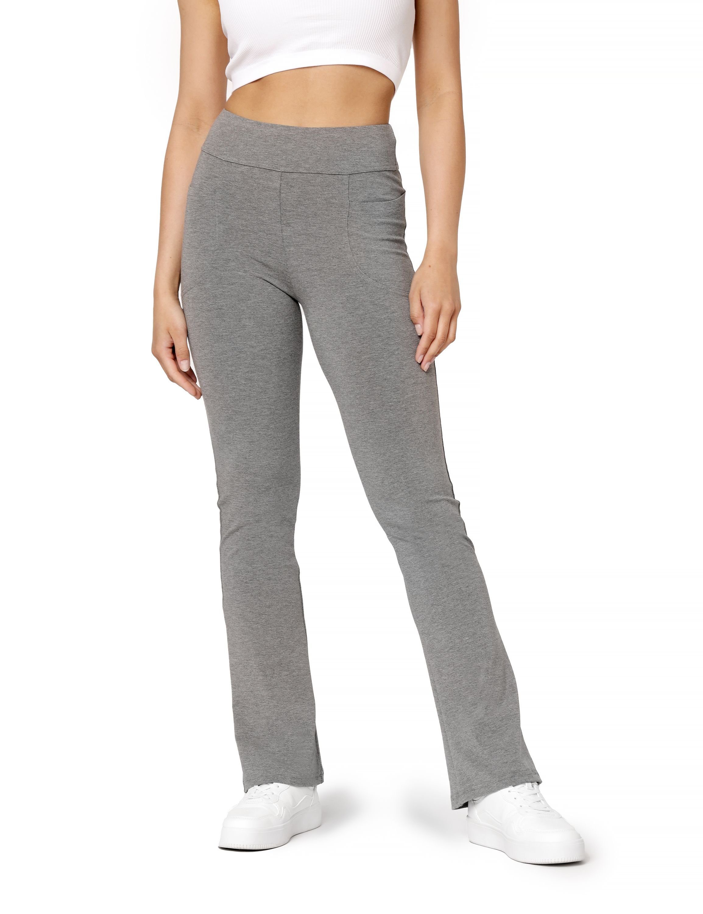 Bellivalini Leggings Yogahose für Damen Hose mit zwei Taschen BLV50-282 (1-tlg) elastischer Bund Medium Melange