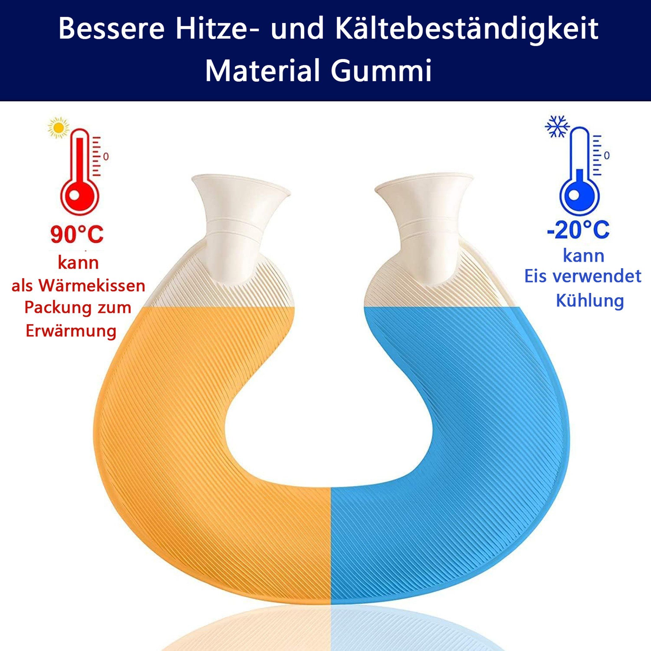 Coonoor Nacken-Wärmflasche Nackenwärmflasche mit Deckel, (U-förmige Nacken- und Schulterwärmflasche), weicher Strickbezug