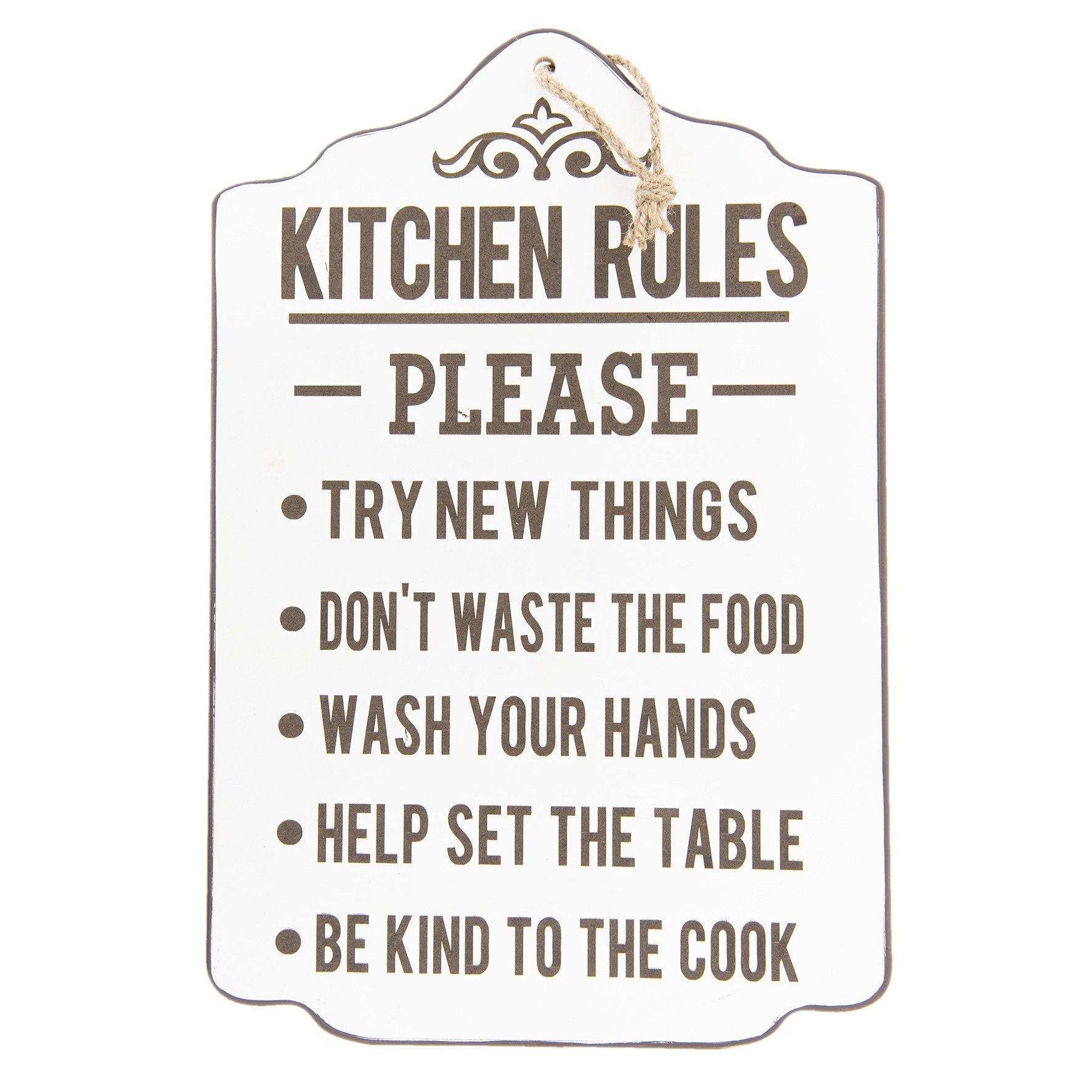 Clayre & Eef Wandbild, Küche, Riesiges Vintage Retro Holzschild Modell KITCHEN RULES Materia