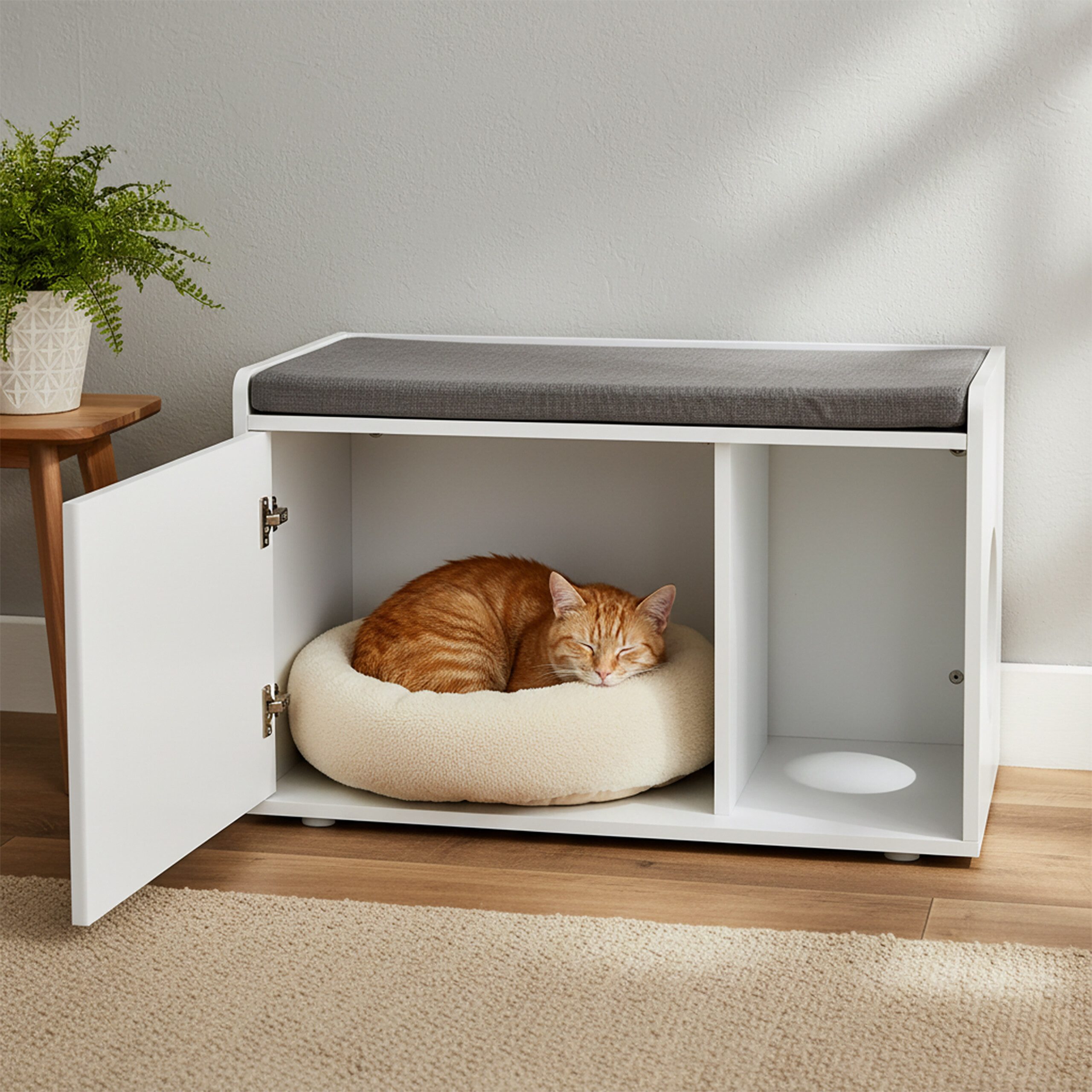 relaxdays Katzentoilette Katzenschrank mit Sitzauflage