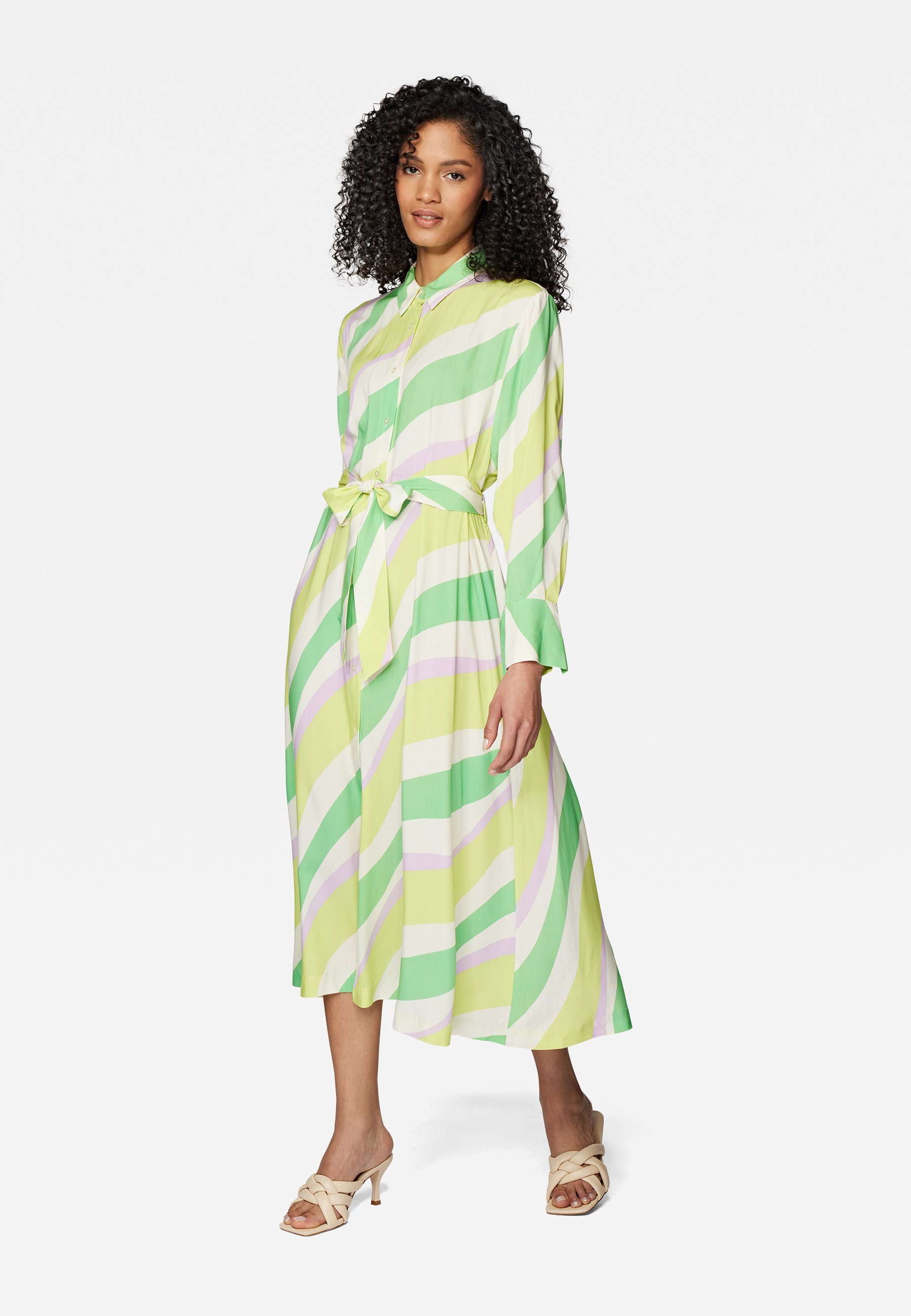 Mavi Hemdblusenkleid LONG DRESS Langes fließende Leichte Print Blusenkleid, Colorblock Viskosenqualität mit und
