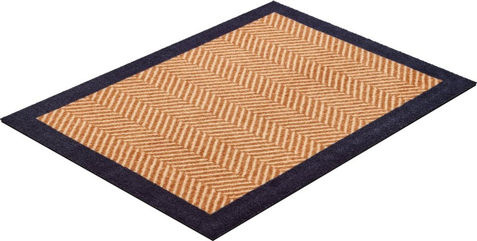 Fußmatte Herringbone, Grund, rechteckig, Höhe: 8 mm, Schmutzfangmatte mit  Bordüre, In- und Outdoor geeignet, waschbar