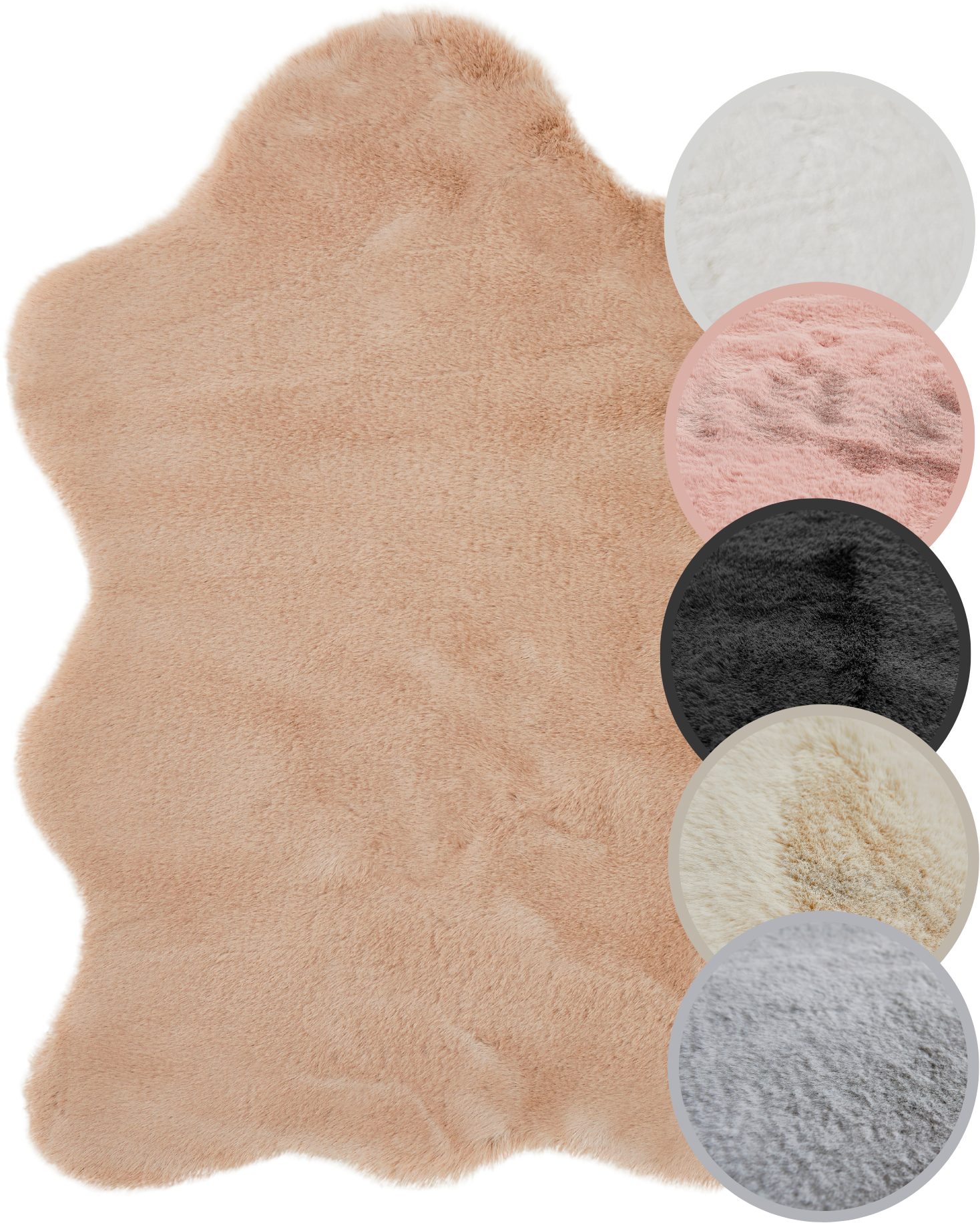 OTTO home Fellteppich Lugano, fellförmig, Höhe: 30 mm, Kunstfell, Uni Farben, weich & kuschelig, auch als 2er Set erhältlich
