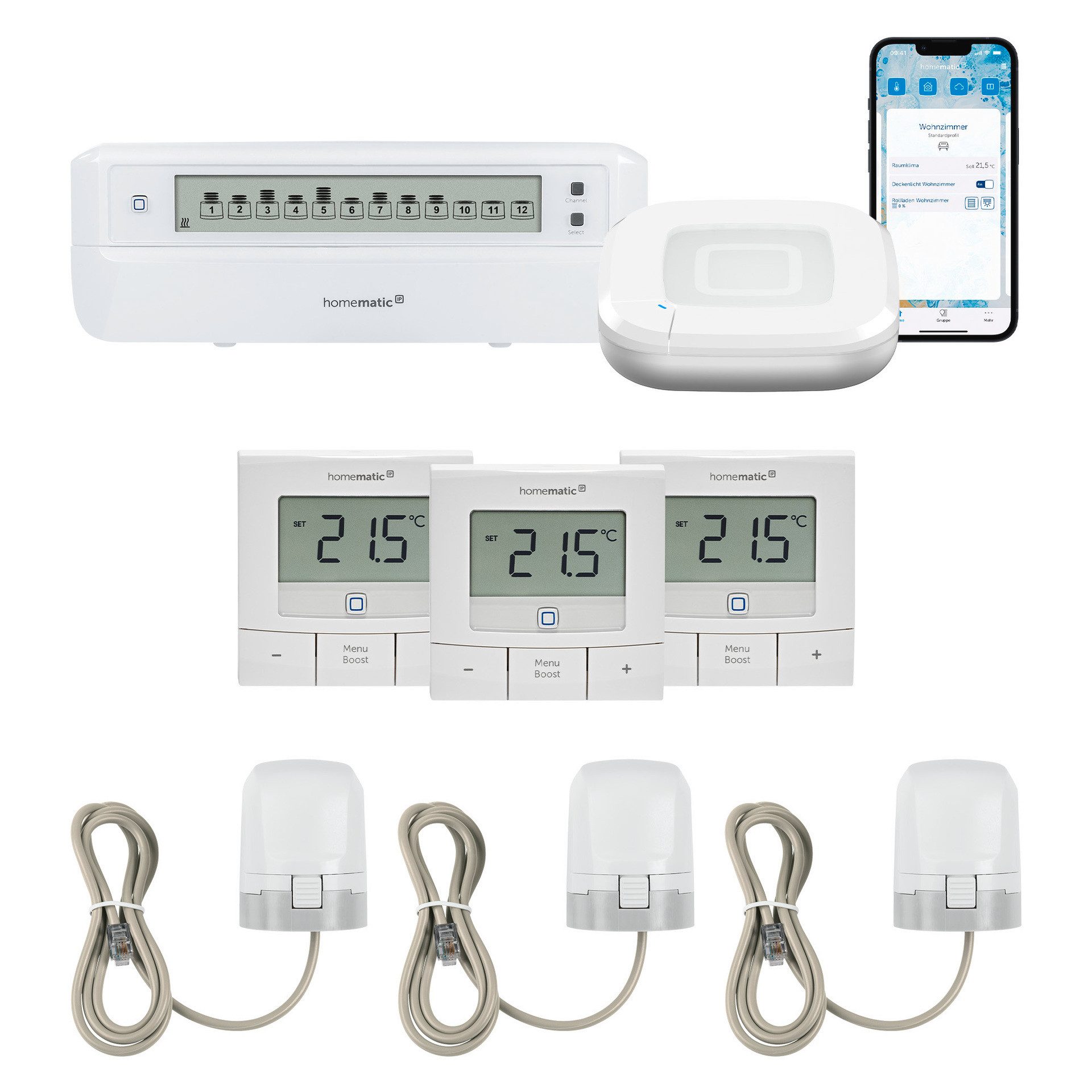 Homematic IP Starter Bundle Fußbodenheizung für 3 Räume Smart-Home-Zubehör