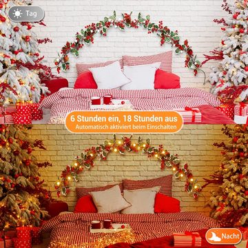 Kunstgirlande Weihnachtsgirlande(1.75M 2PCS) mit Beleuchtung 20LEDs Lichterkette, Elegear, 8Modi+Timer+Memory-Funktion Weihnachten Deko