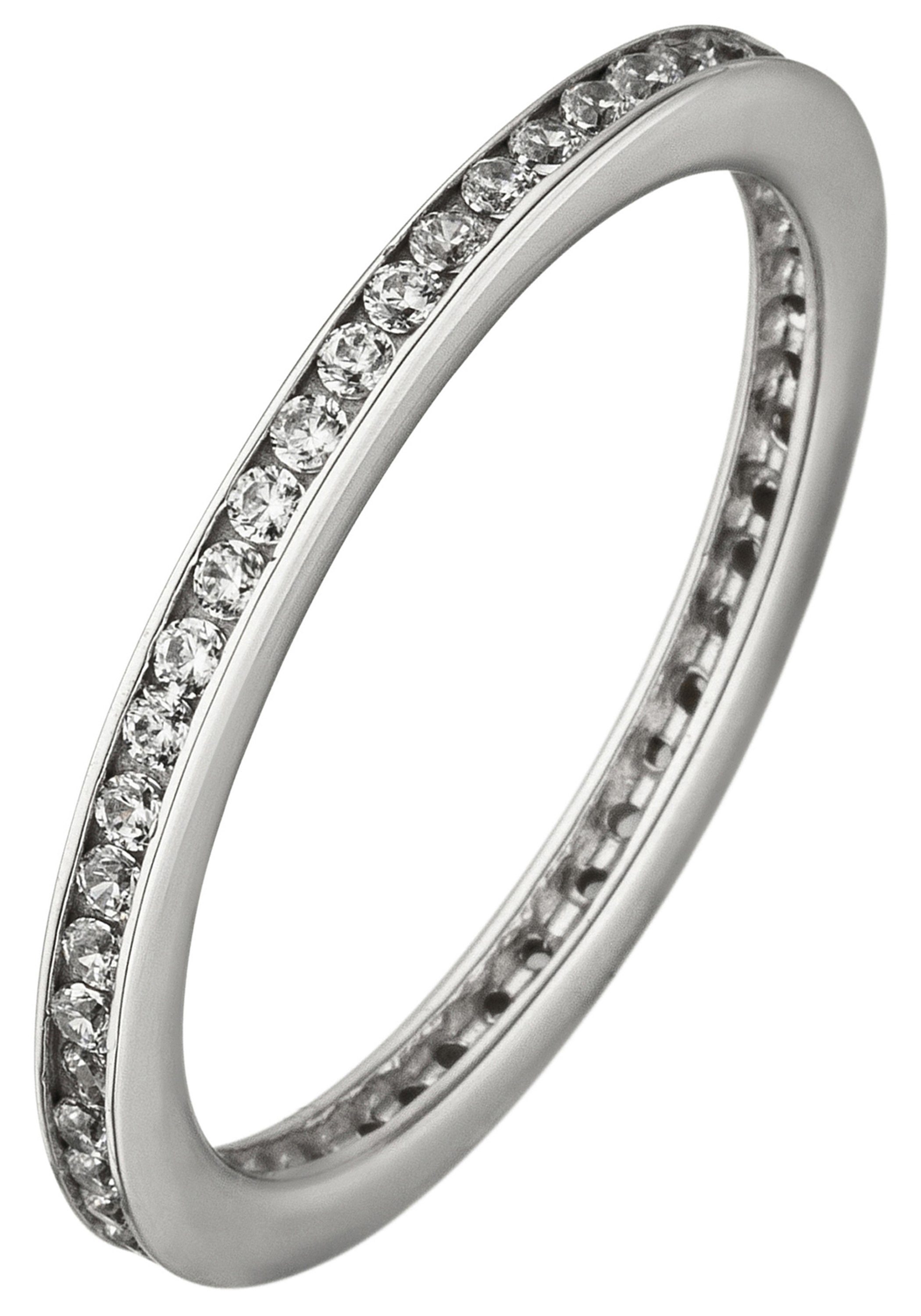 JOBO Fingerring, JOBO mit Zirkonia Juwelierqualität der Silber rundum, 925 Marke