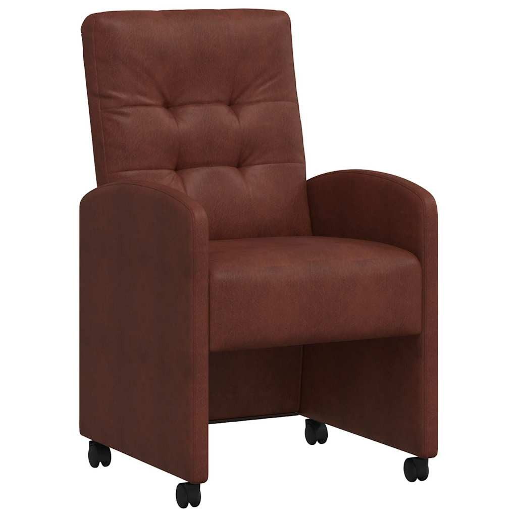 Esszimmerstuhl Esszimmerstühle mit Rollen 2 stk. Kunstleder Glänzendes Braun