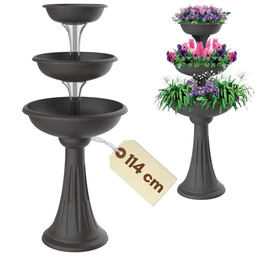 GarPet Pflanzschale Blumenständer mit 3 Schalen Pflanzturm Pflanzsäule Blumenständer Hoch