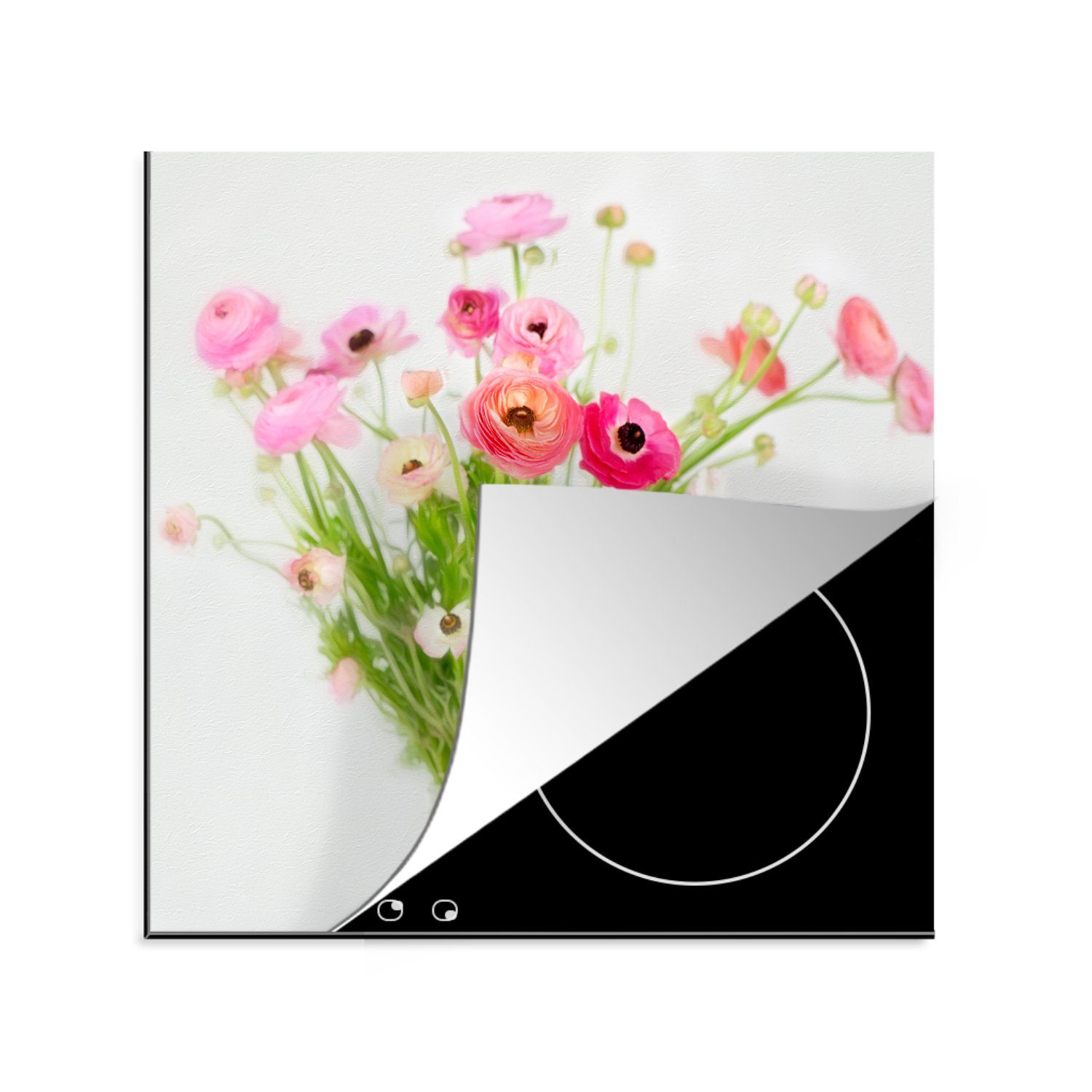 MuchoWow Herdblende-/Abdeckplatte Stillleben - Blumen - Frühling, Vinyl, (1 tlg), 78x78 cm, Ceranfeldabdeckung, Arbeitsplatte für küche