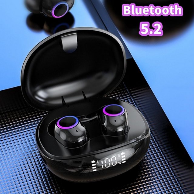 MOOHO Bluetooth 5.2 Kopfhörer Kabellos True Wireless Earbuds Sportkopfhörer In-Ear-Kopfhörer (Touch Control, Rauschunterdrückung, CVC8.0, Google Assistant, Siri, Bluetooth, LED Anzeige, IPX7 wasserdichte Ohrhörer)