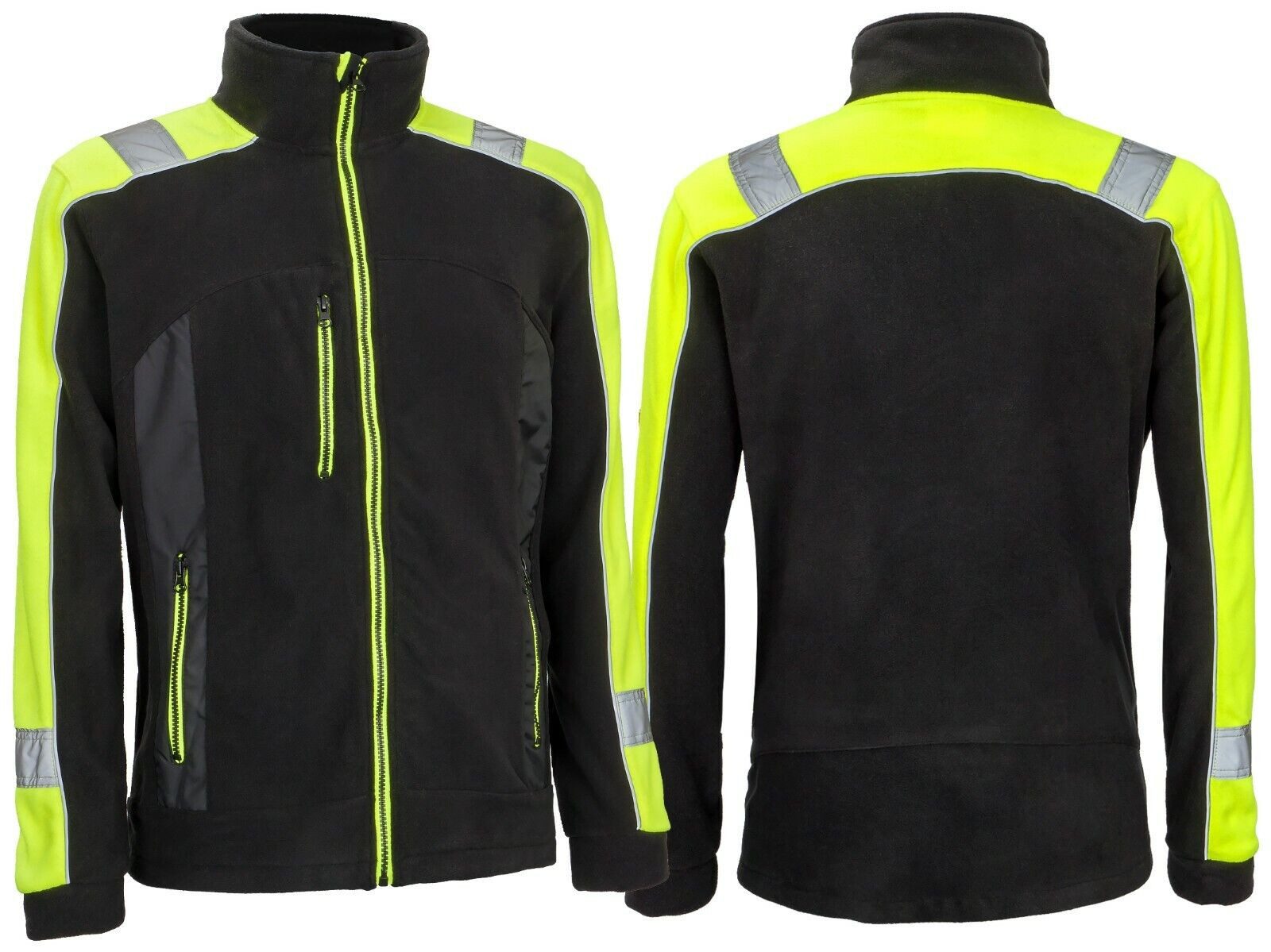 Urgent Arbeitsjacke Berufsjacke Vliesjacke Arbeitsjacke Herren Vlies schwarz-gelb – Bild 4 von 4