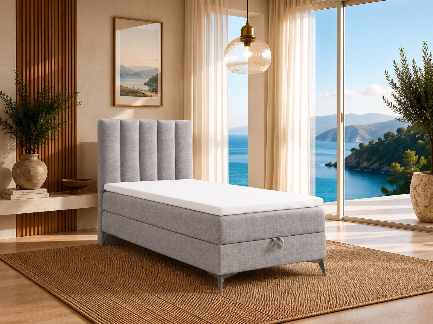 Best for Home Boxspringbett K10 Single SLIM mit Bettkasten & Bonellfederkernmatratze, Topper H3 (Einzelbett, Polsterbett, Kinderbett, Juniorbett, Hotelbett, 70x200 80x200 90x200 100x200 cm), mit oder ohne Topper, Flexible Liefermöglichkeiten, Handwerksqualität