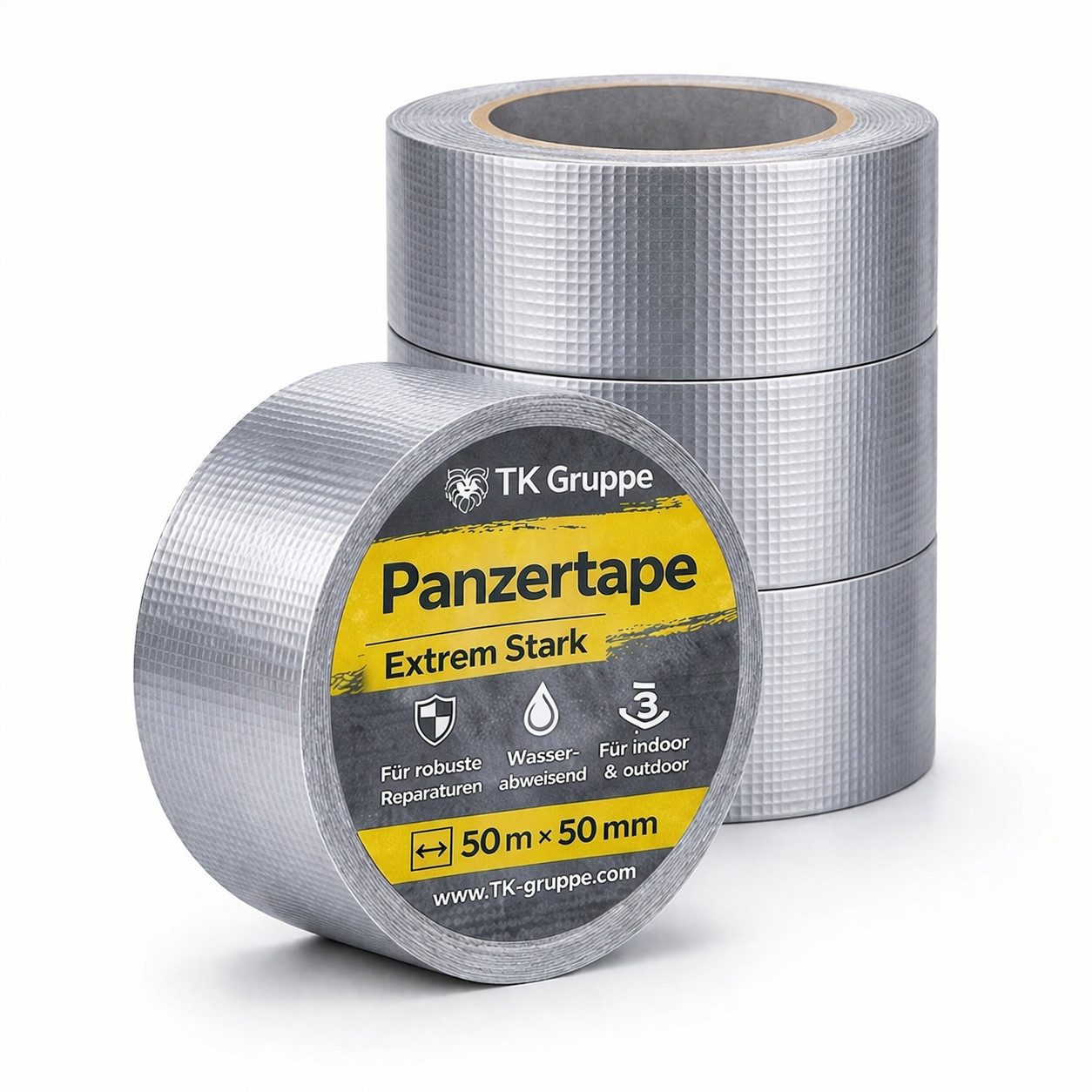 TK Gruppe Klebeband 4x Panzertape Gewebeklebeband Duct Tape silber – Reparaturband (4-St., Set)