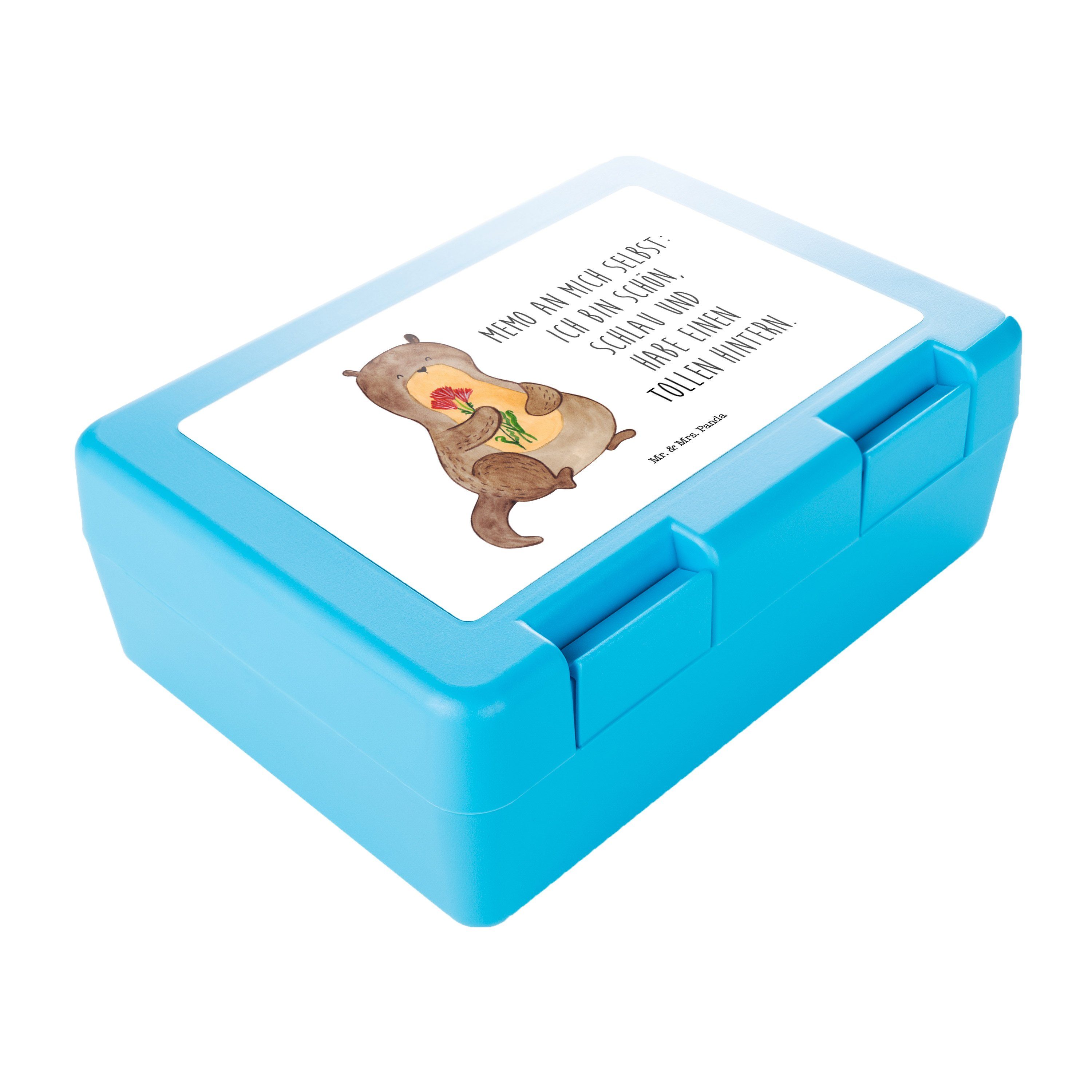 Mr. & Mrs. Panda Otter Butterdose Blumenstrauß See, - Seeotter Premium Weiß Kunststoff, - (1-tlg) Brotzeitbox, Otter Geschenk