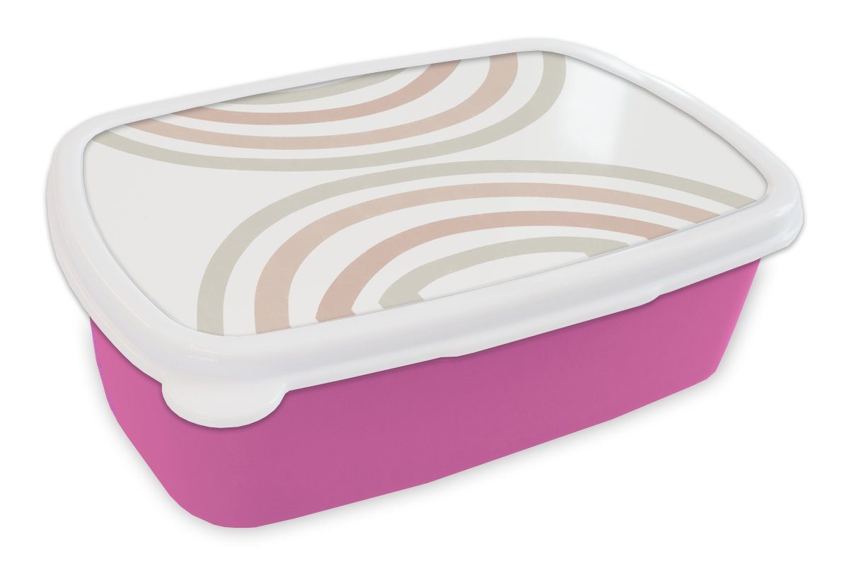 MuchoWow Lunchbox Regenbogen - Design - Pastell, Kunststoff, (2-tlg), Brotbox für Erwachsene, Brotdose Kinder, Snackbox, Mädchen, Kunststoff rosa