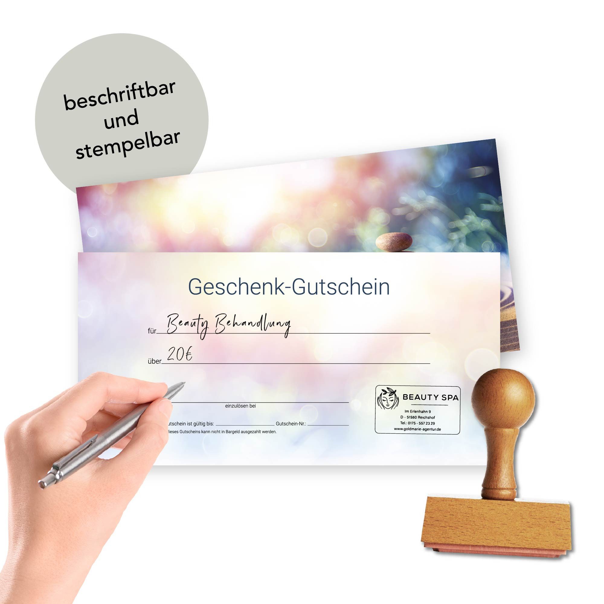 cosmeticPlus Geschenkkarte 50 Gutscheinkarten mit verschiedenen Motiven (zum Verkaufen), glänzende Vorderseite