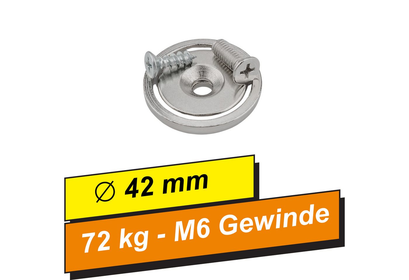 Thumbnail - MaajeeKuto Magnet Neodym Magnete Loch Bohrung Senkung 42mm Magnet zum schrauben Scheibe (20-St)