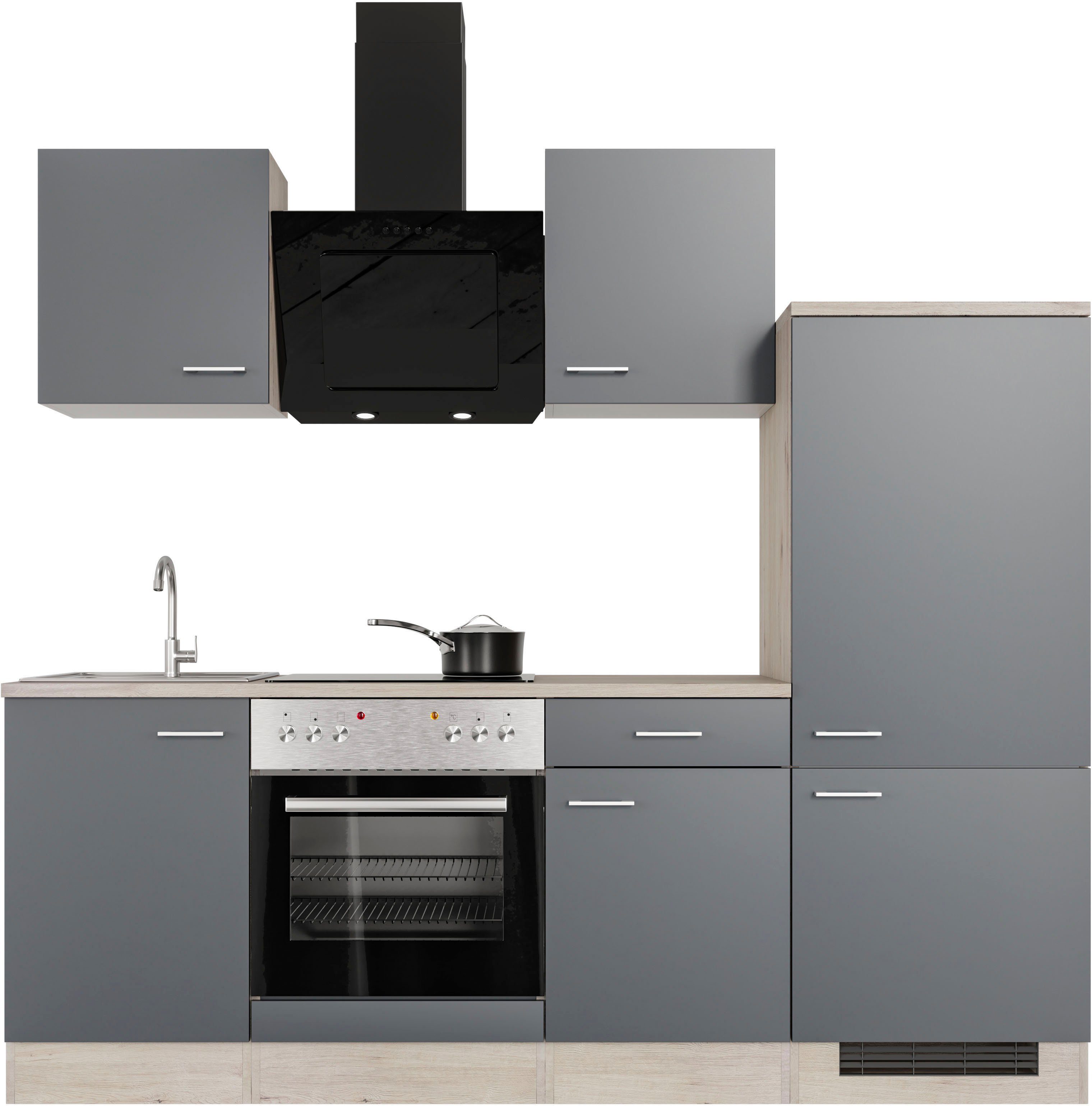 Flex-Well Küchenzeile Morena, mit E-Geräten, Breite 220 cm, in vielen Farbvarianten erhältlich