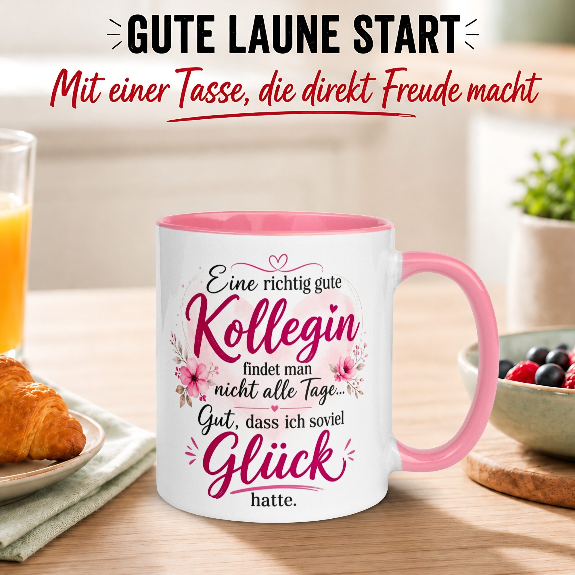 Momentals Tasse Kollegin – „Eine richtig gute Kollegin findet man nicht alle Tage", Gratis Versand · Links-&Rechtshänder · Spülmaschinenfest