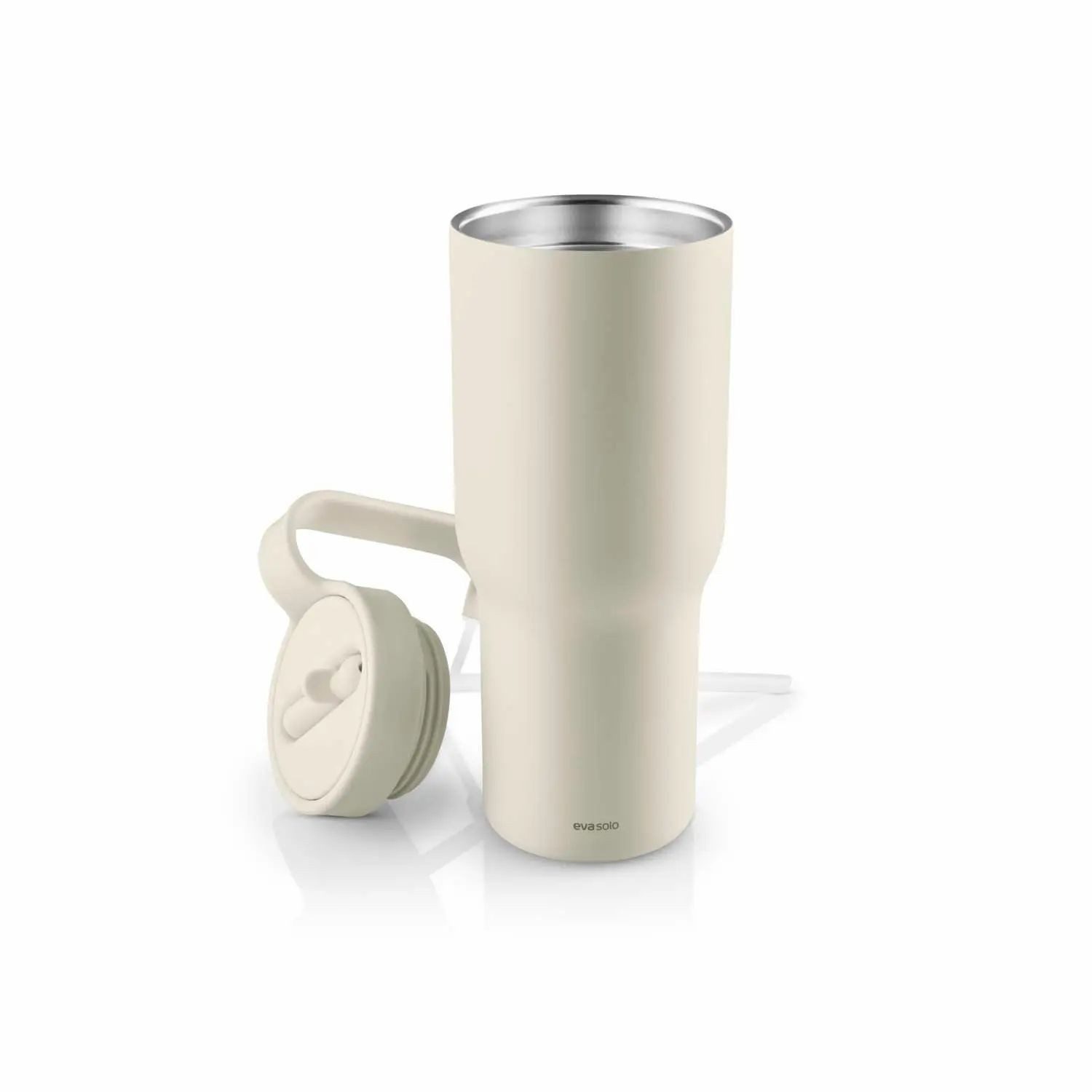 Eva Solo Thermobecher Sip'n'Go mit Trinkhalm Coconut 900 ml, Edelstahl, Silikon, Kunststoff