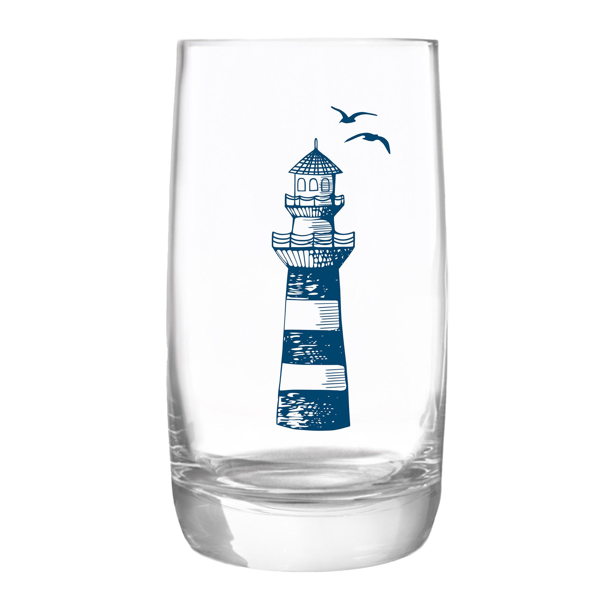Bow & Hummingbird Longdrinkglas Kristallglas "Leuchtturm" made in EU, Kristallglas