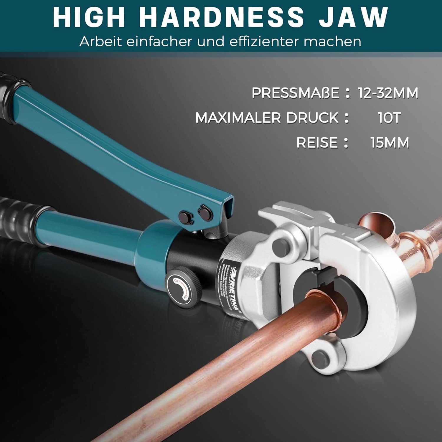 XERSEK Handpresse Hydraulische Presszange TH-Kontur Rohrpresszange Crimpzange, Presswerkzeug Handpresszange TH16 TH20 TH26 TH32, Backeneinsätze mit Rohrabschnei – Bild 5 von 5